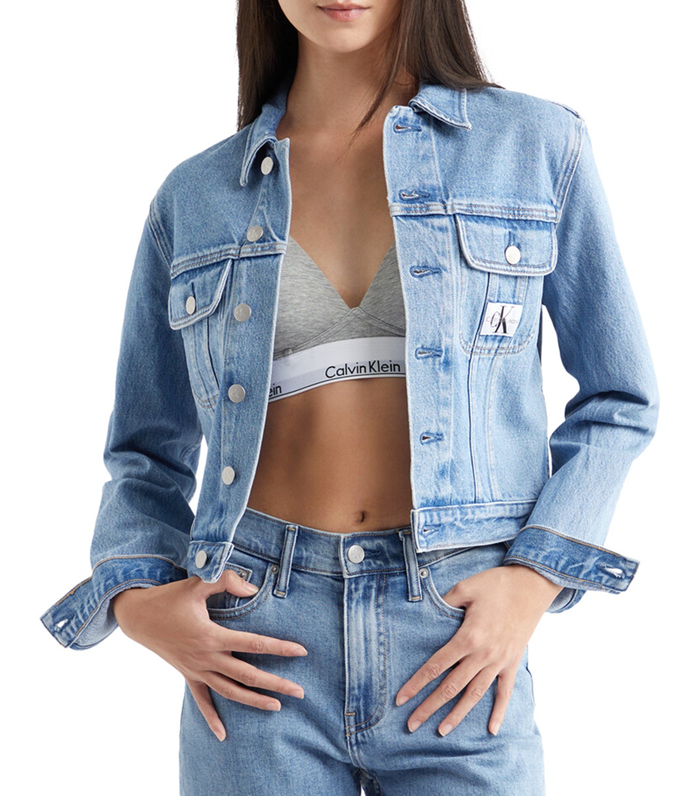 Calvin Klein Sustainable Cropped 90S Denim Jacket Blue Rustan s