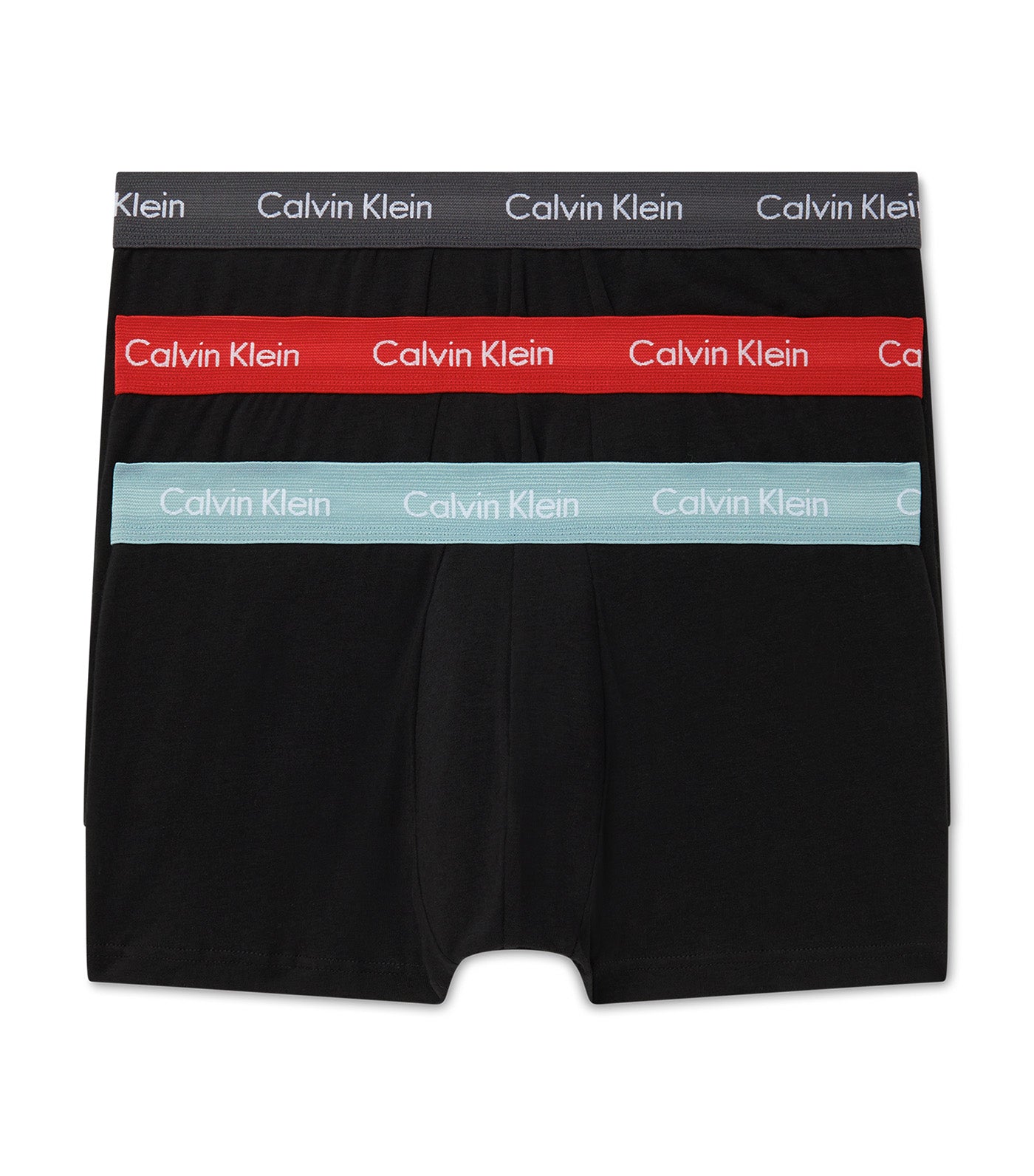Cotton Stretch 3 Pack Low Rise Trunks Black/Pompian Red