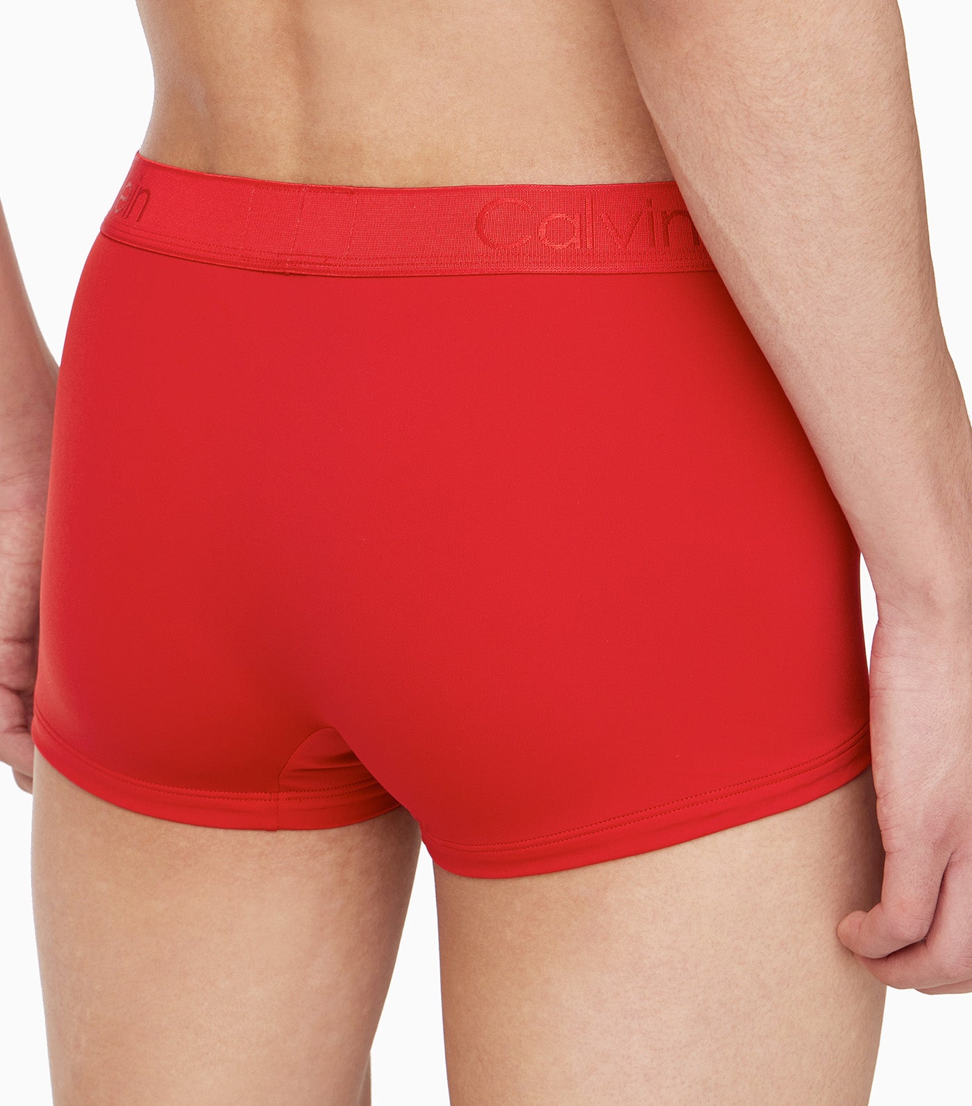 CK Black Low Rise Trunks Pompeian Red