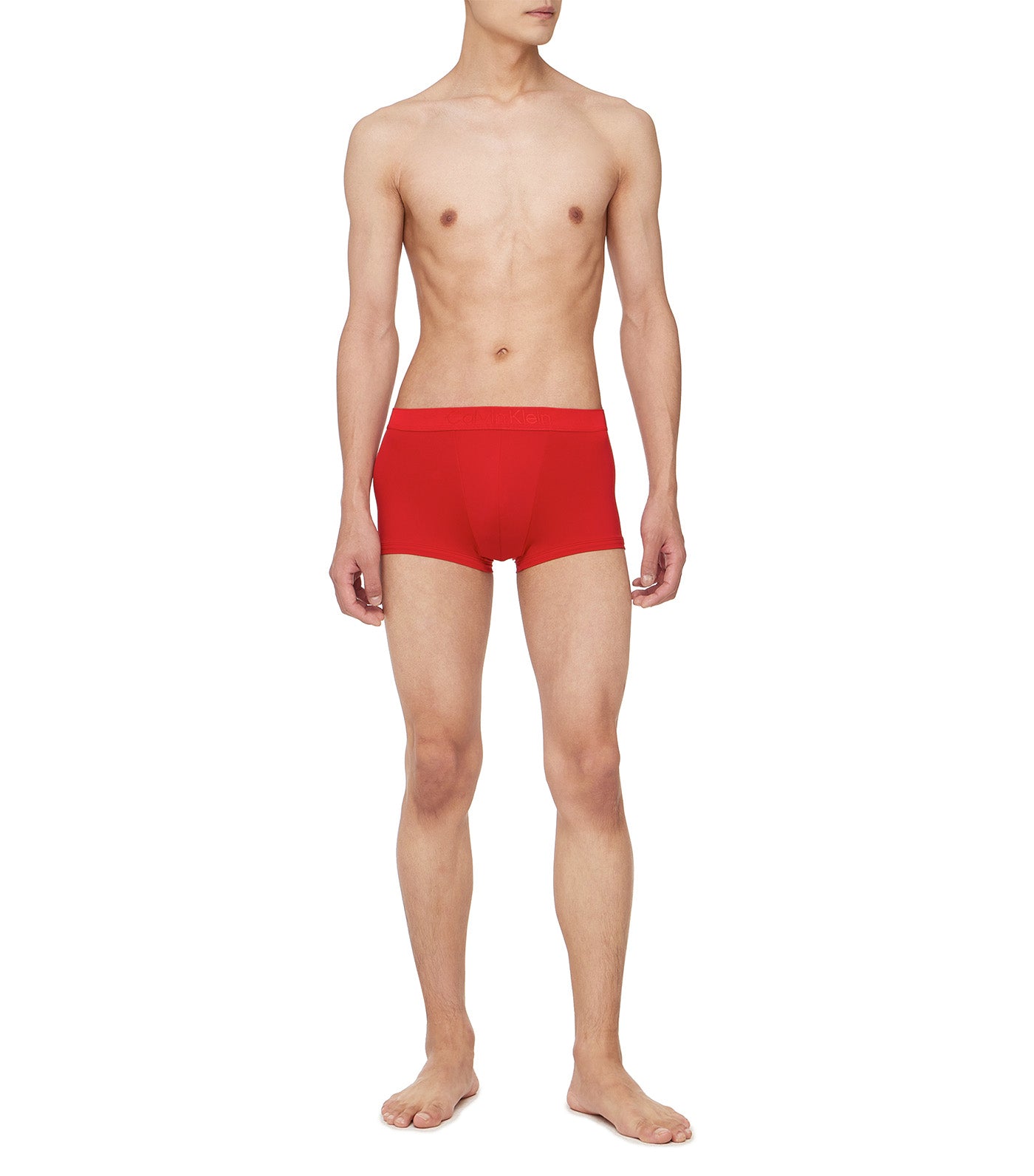 CK Black Low Rise Trunks Pompeian Red