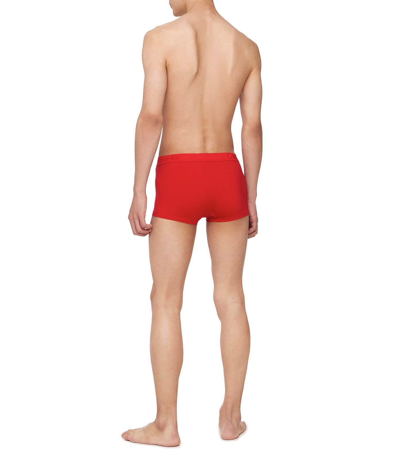 CK Black Low Rise Trunks Pompeian Red