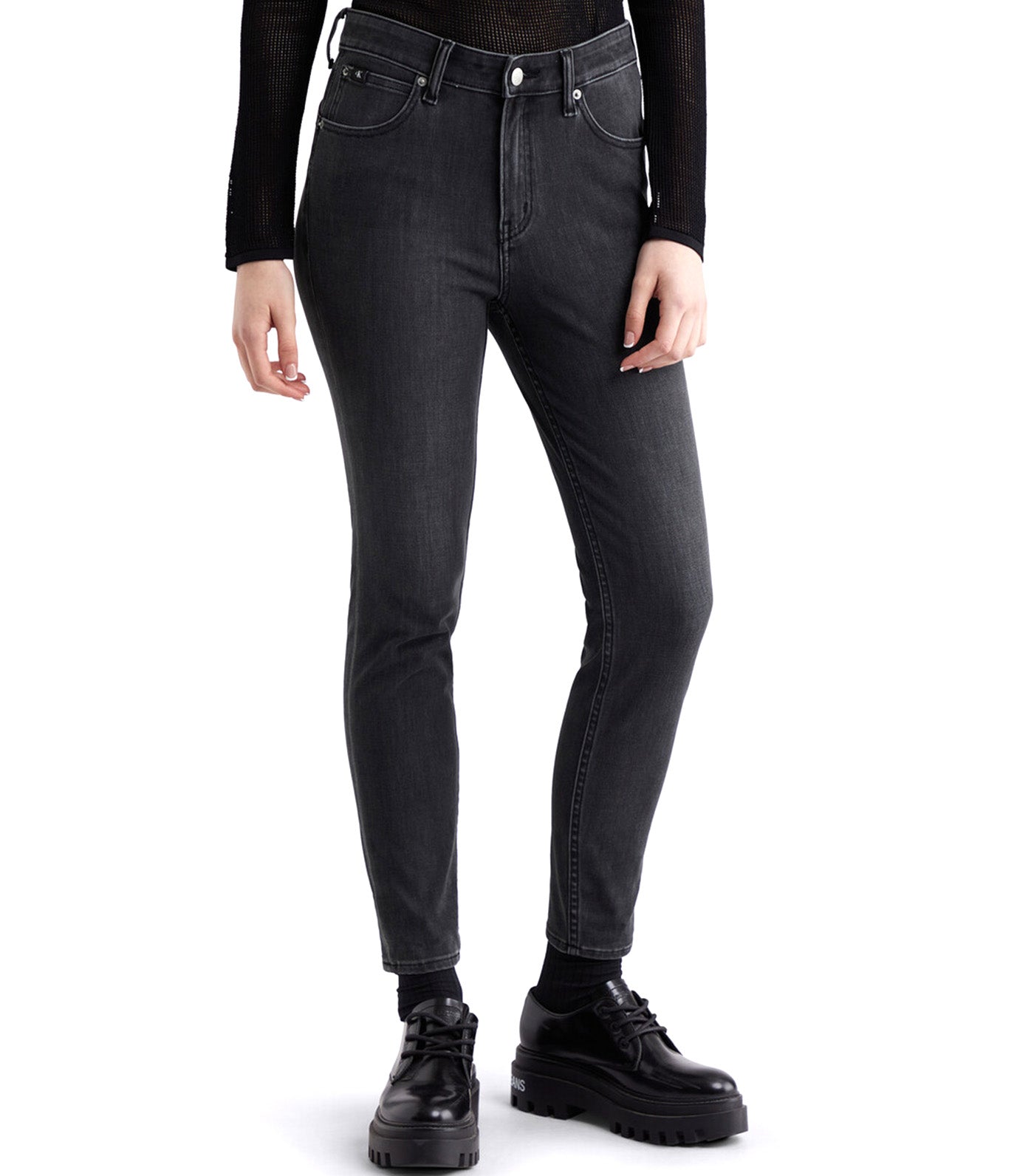 High Rise Body Skinny Ankle Jeans Black