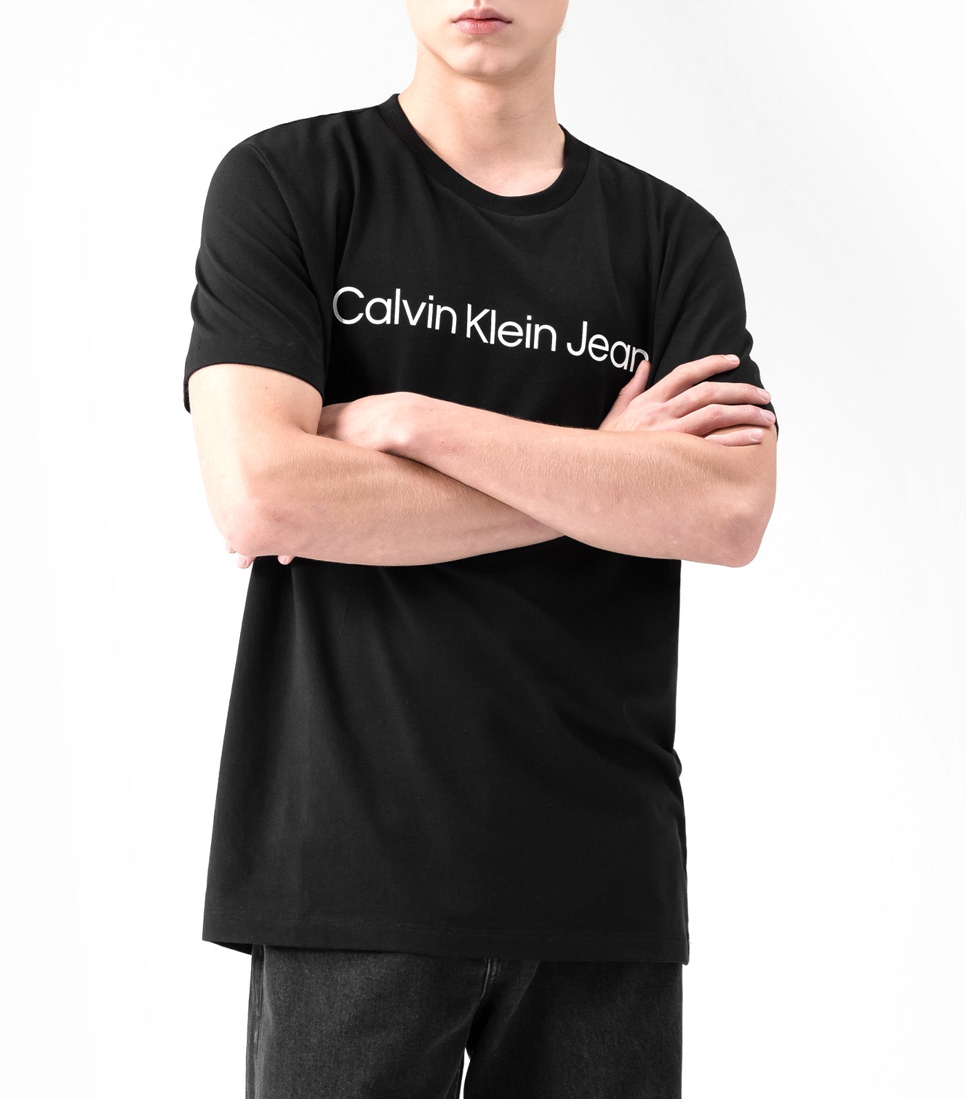 Regular Fit Institutional Logo Stretch T-Shirt Black