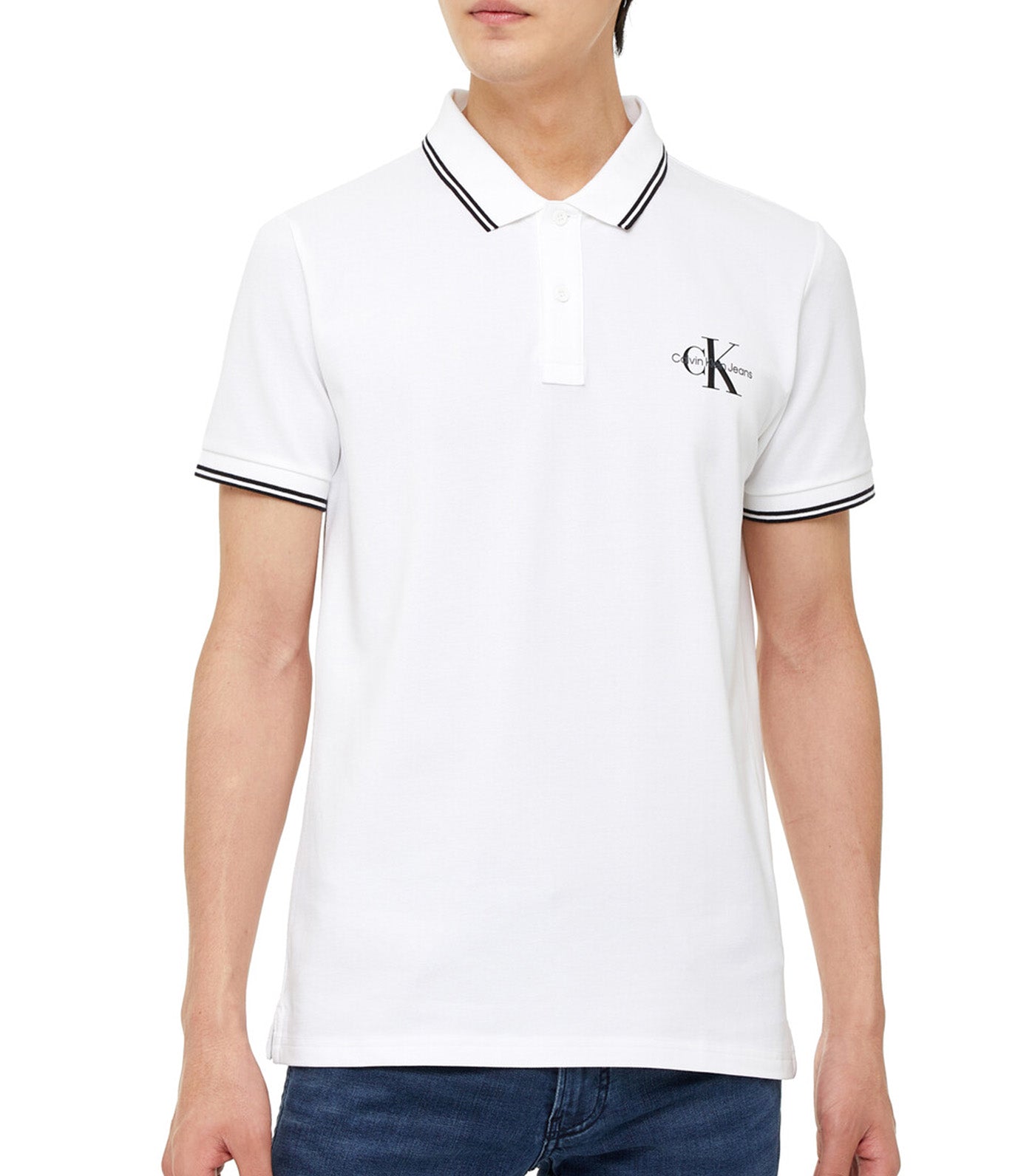 Monologo Slim Tipped Polo Bright White