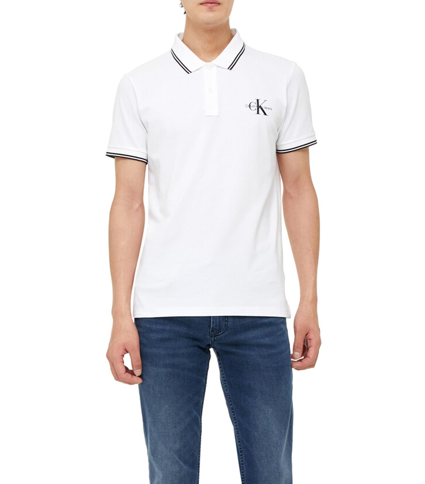 Monologo Slim Tipped Polo Bright White