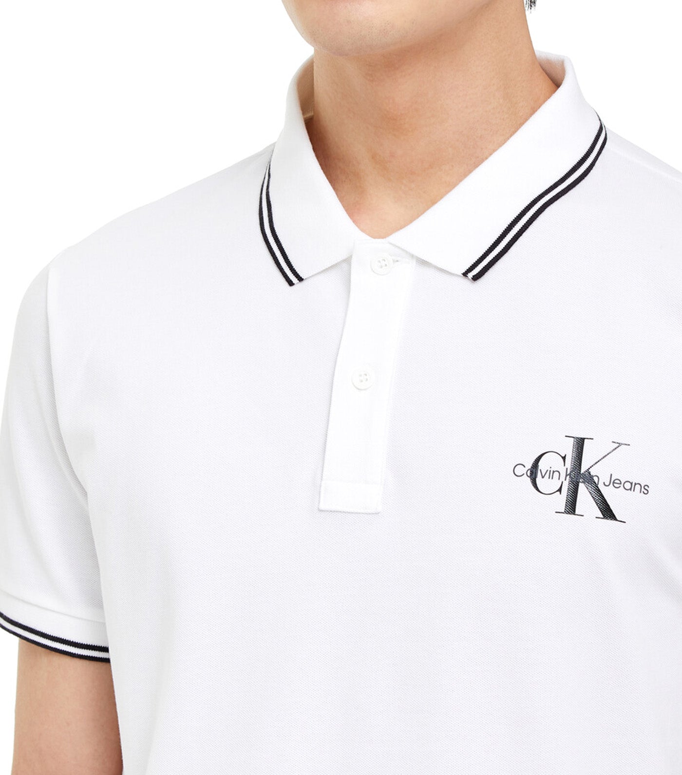 Monologo Slim Tipped Polo Bright White