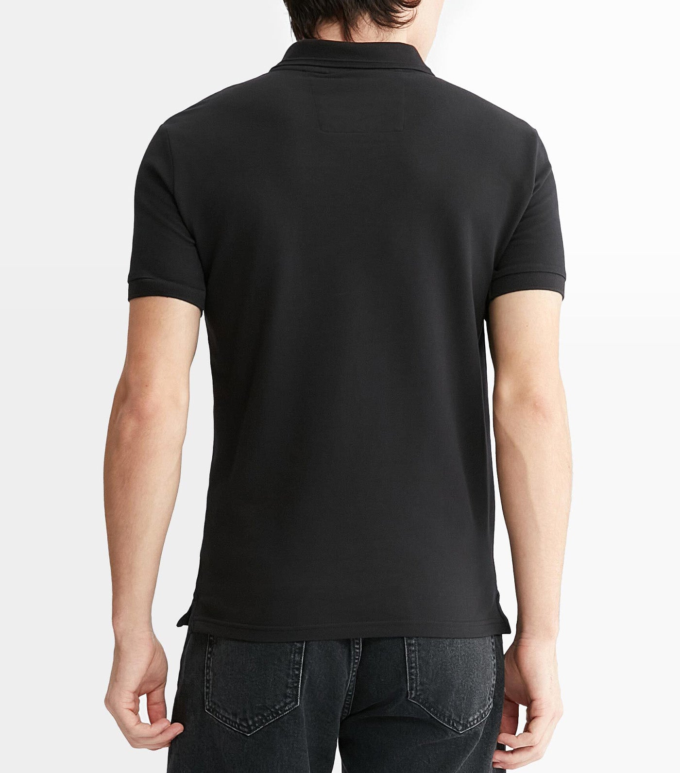 CK Badge Slim Smooth Cotton Polo Black