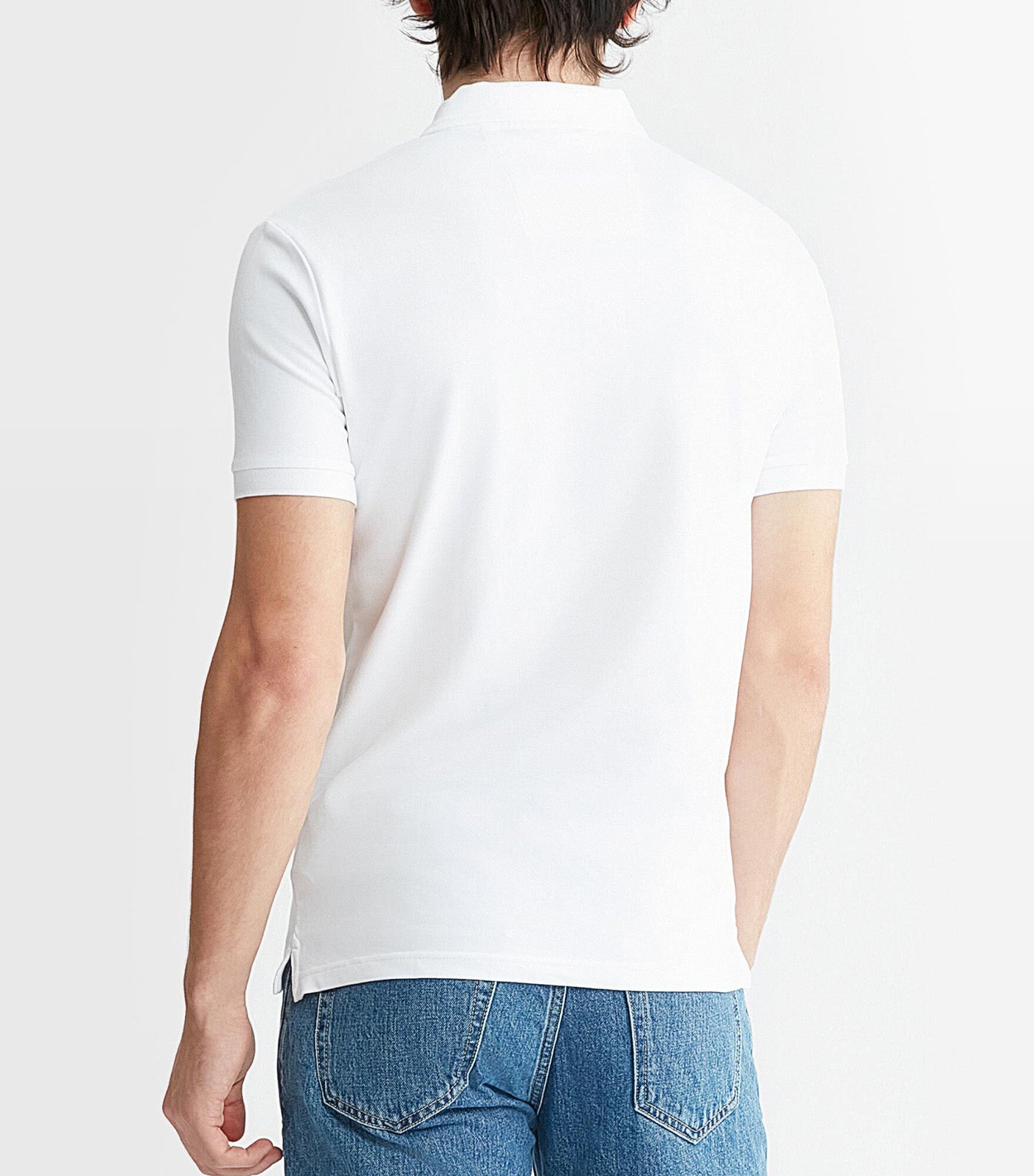 CK Badge Slim Smooth Cotton Polo Bright White