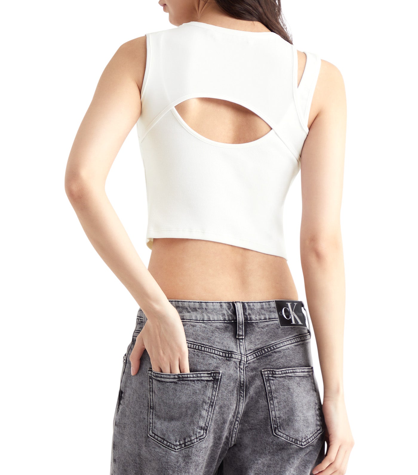 Layered Cut-out Tank Top Bright White