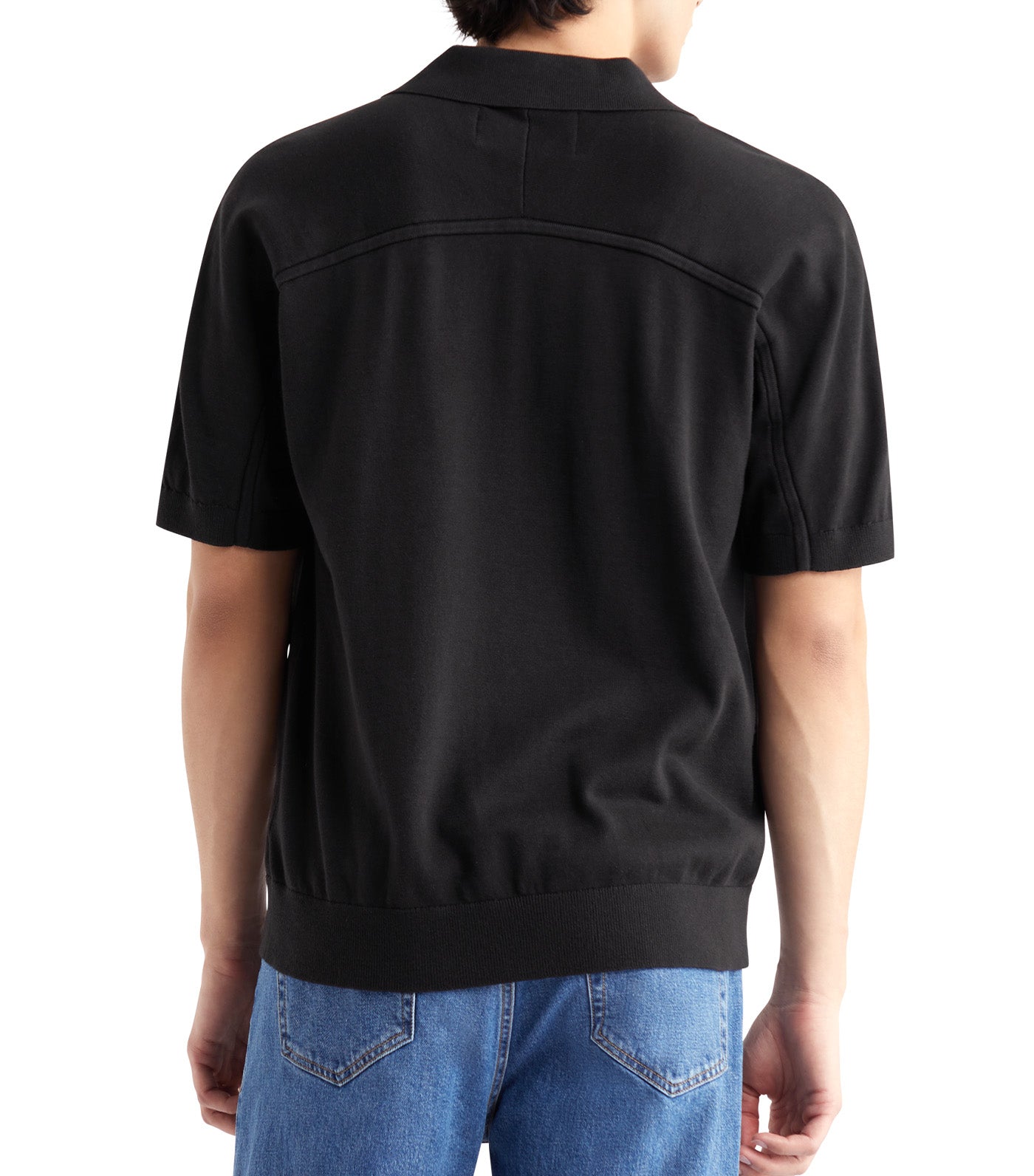 Organic Cotton Tonal Knit Polo Black