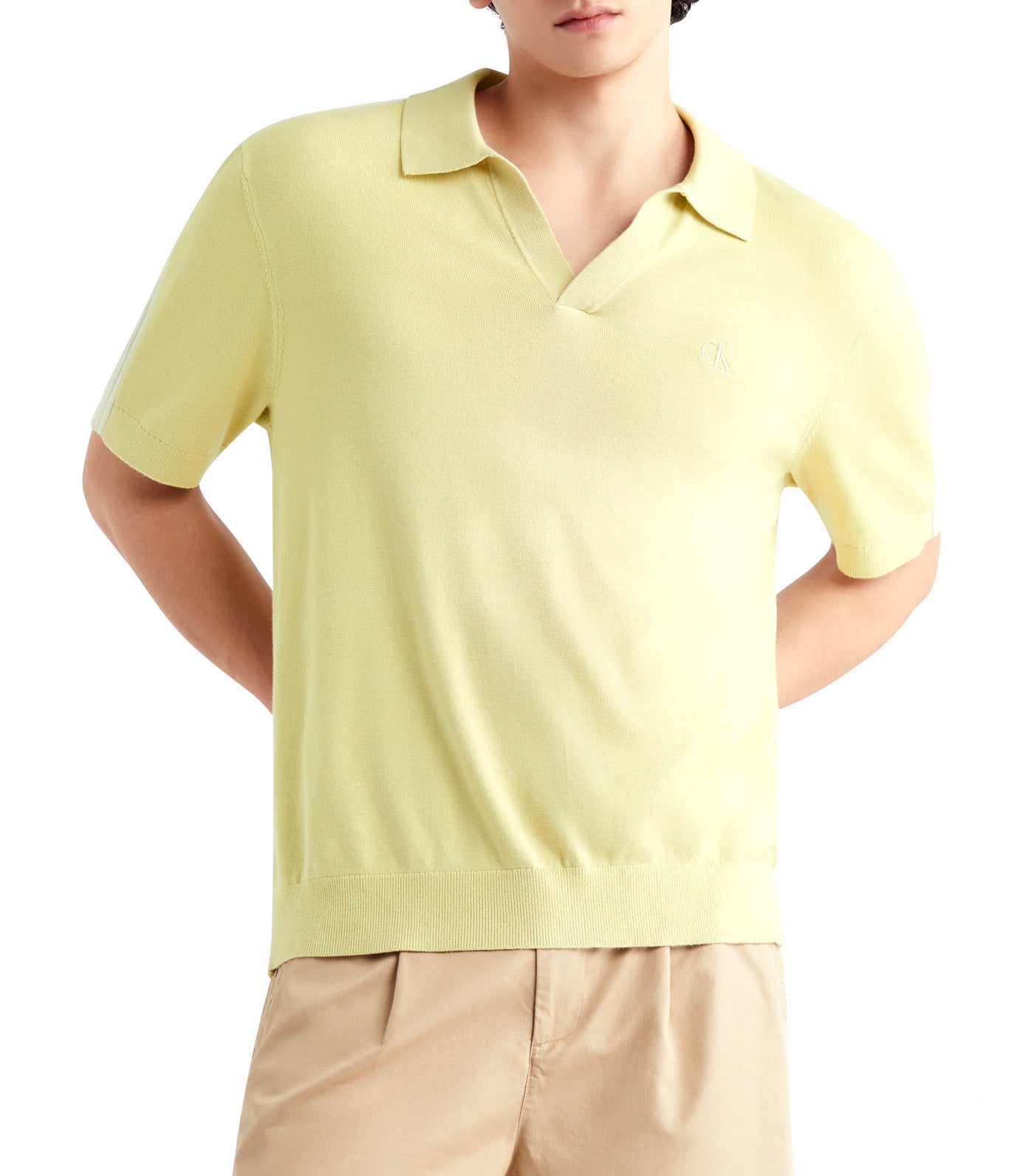 Organic Cotton Tonal Knit Polo Green Haze