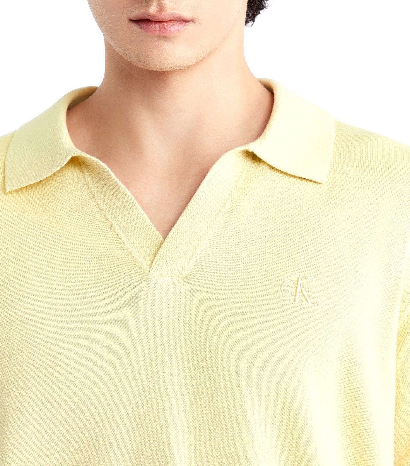 Organic Cotton Tonal Knit Polo Green Haze