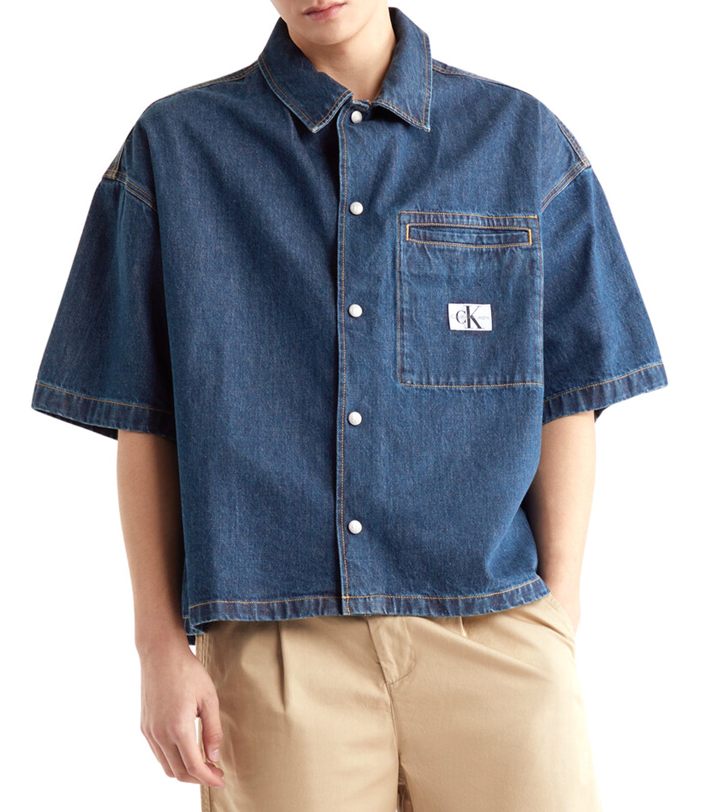 Boxy Short Denim Shirt 014 Inky Blue