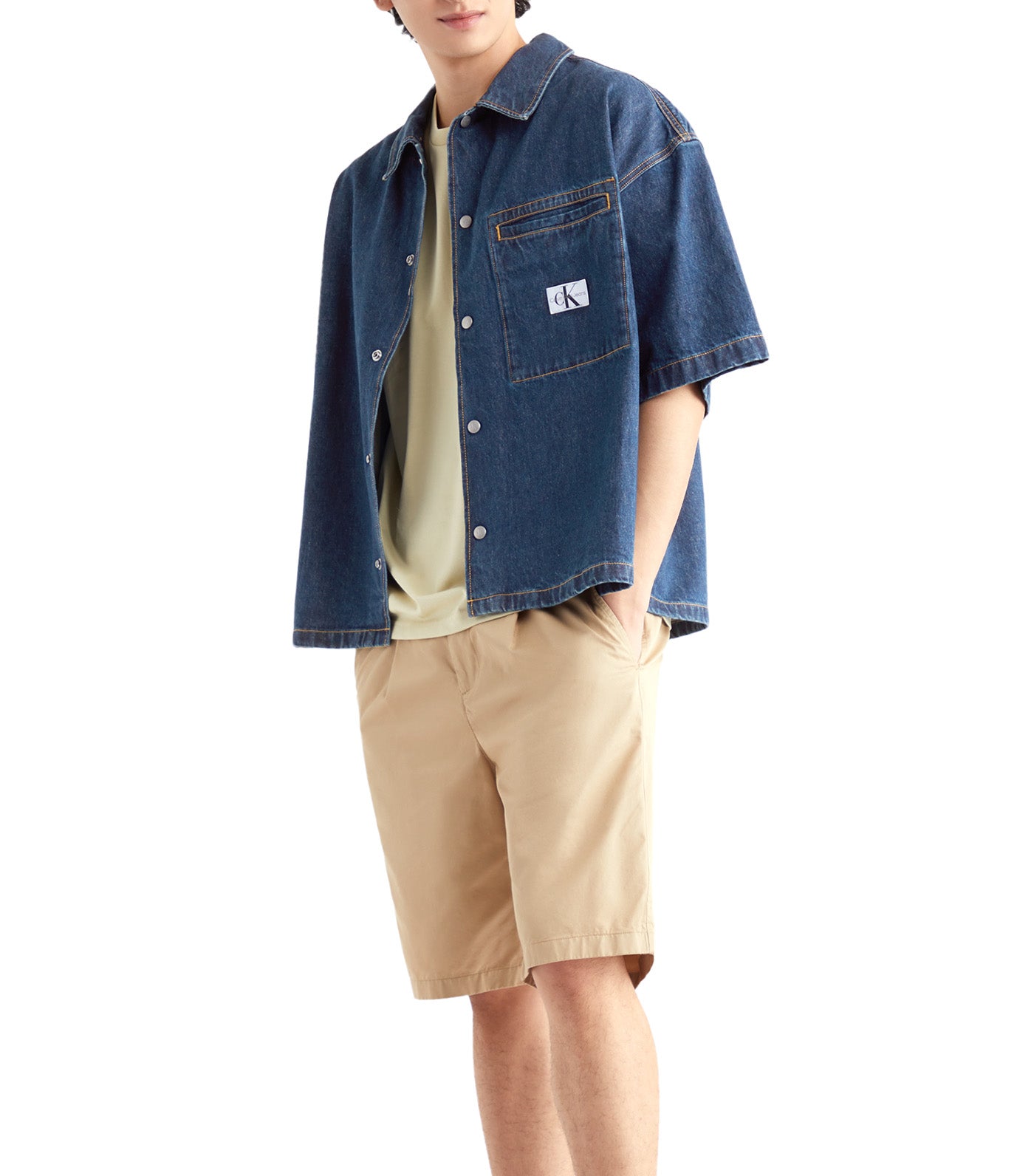 Boxy Short Denim Shirt 014 Inky Blue