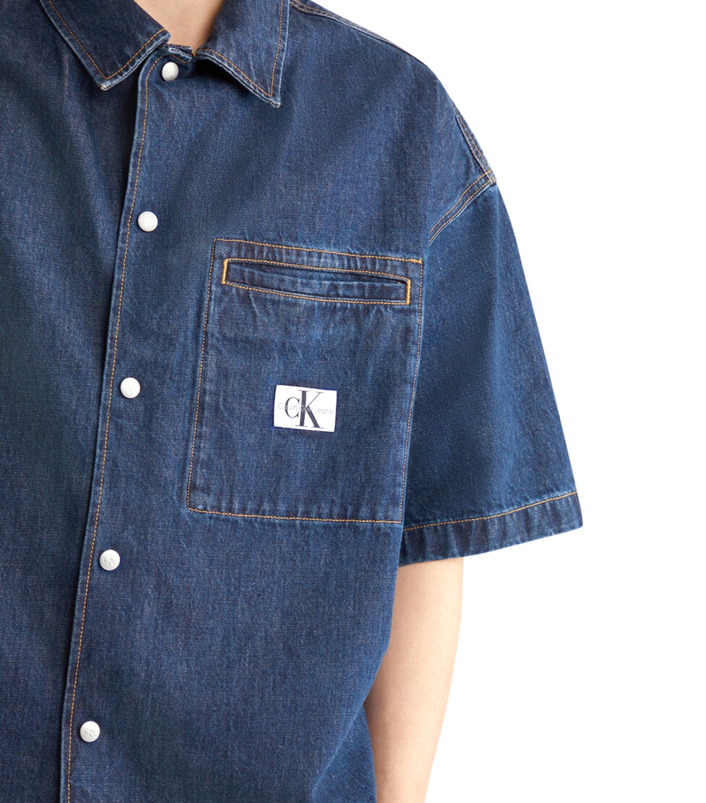 Boxy Short Denim Shirt 014 Inky Blue