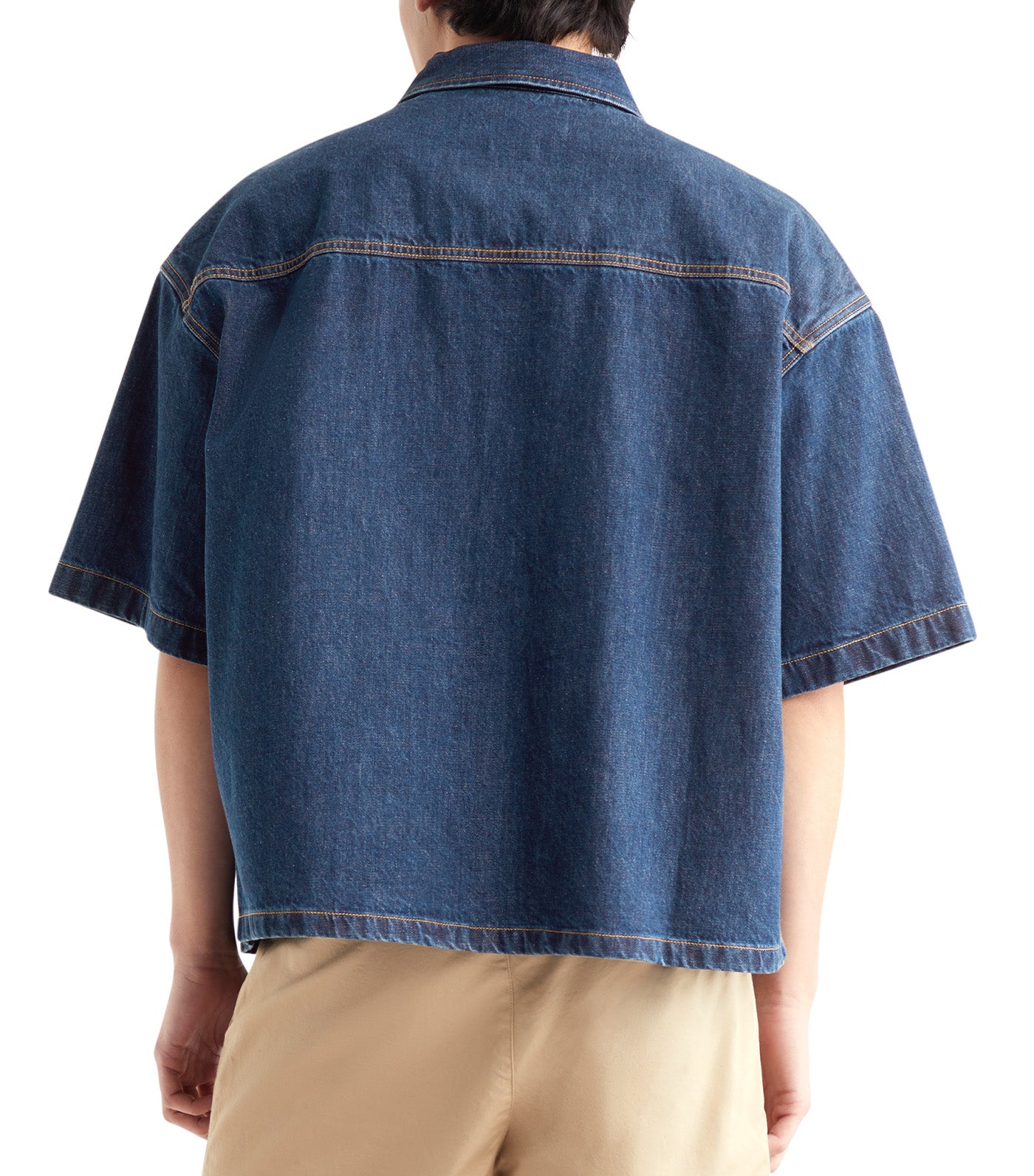 Boxy Short Denim Shirt 014 Inky Blue