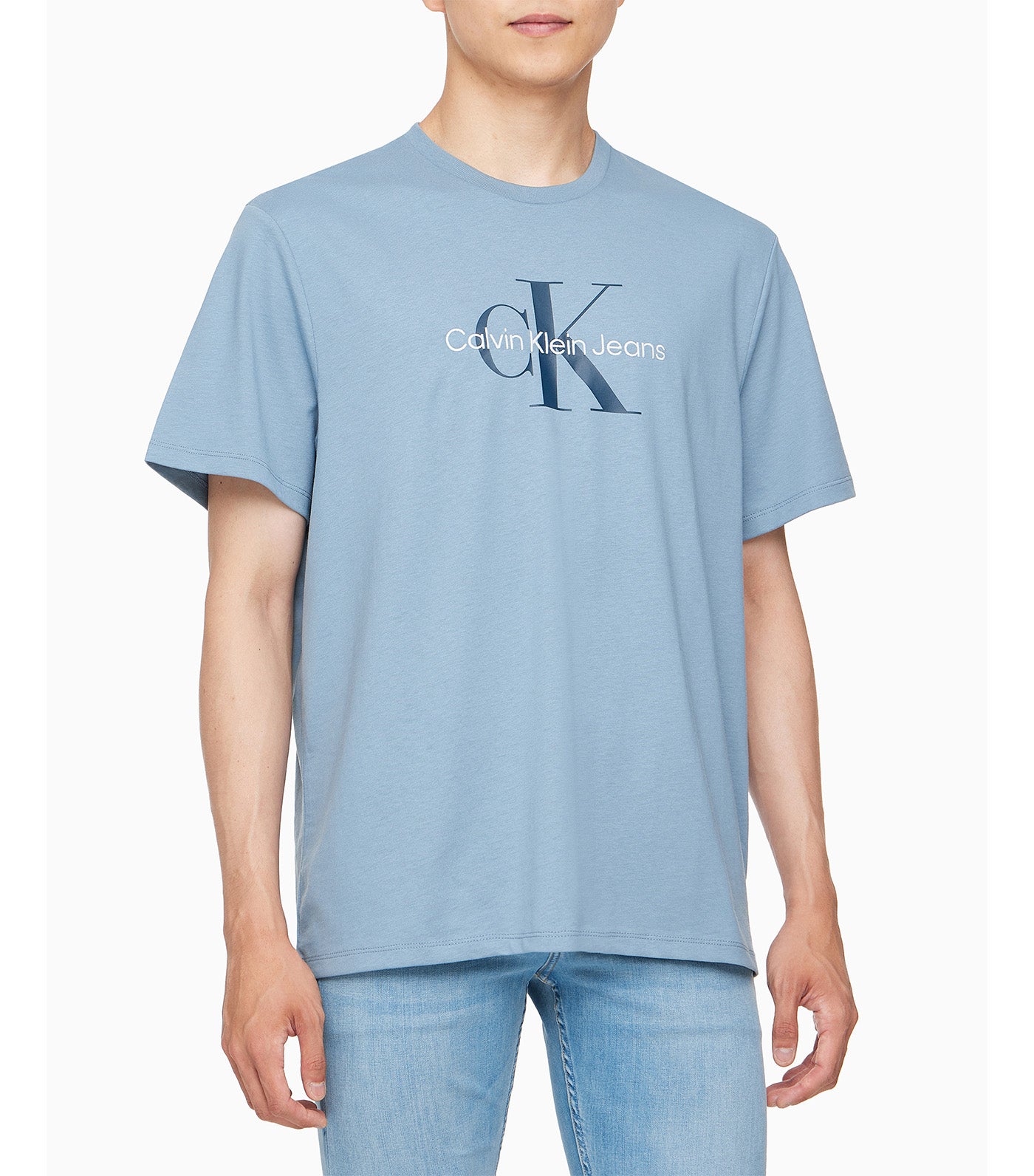 Monogram Logo Graphic Classic Crewneck T-Shirt Windward Blue