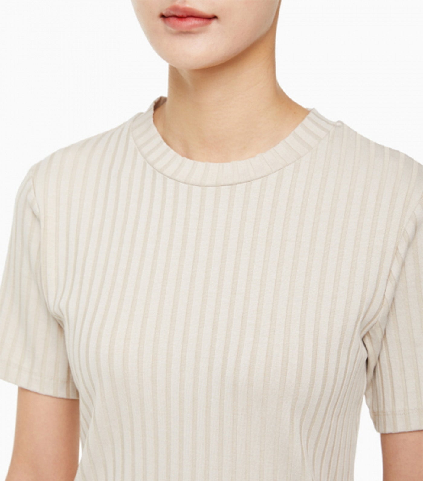 Ribbed Short Sleeve T-Shirt Classic Beige