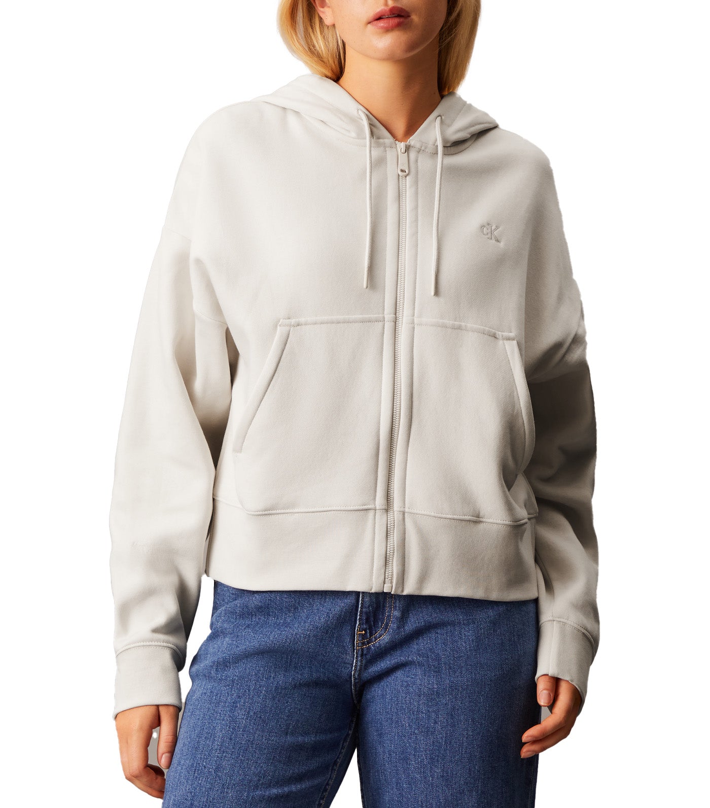 Archive Logo Zip Up Hoodie Chalk