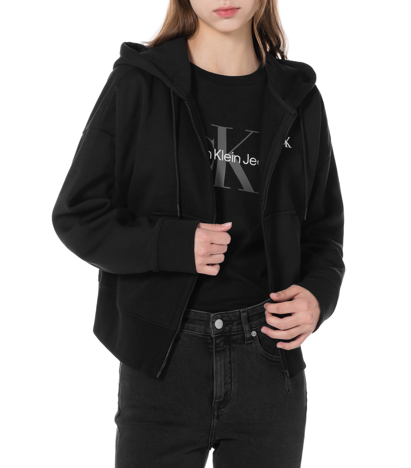 Archive Logo Fleece Zip Hoodie Black