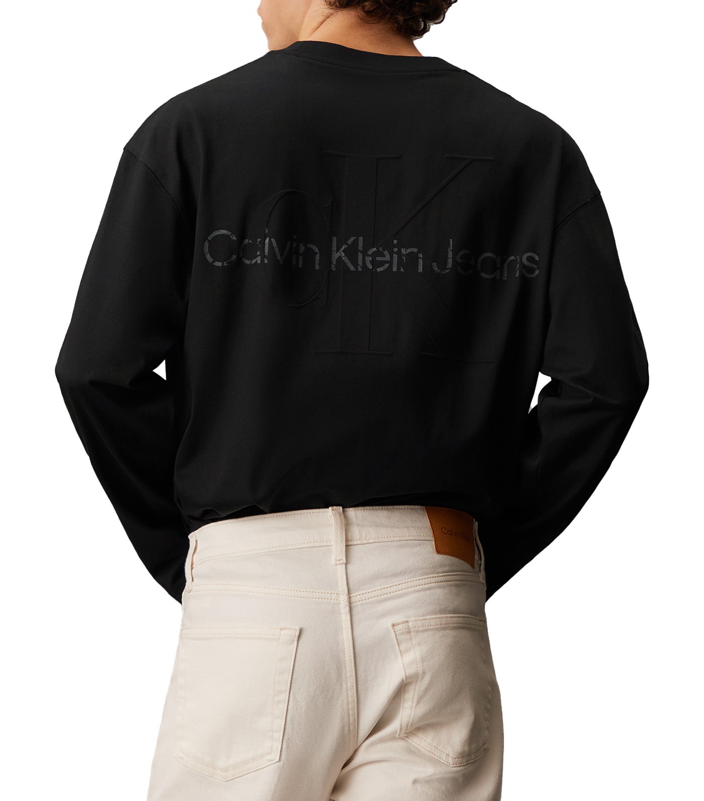 Relaxed Embossed Logo Long Sleeve Tee Ck Black