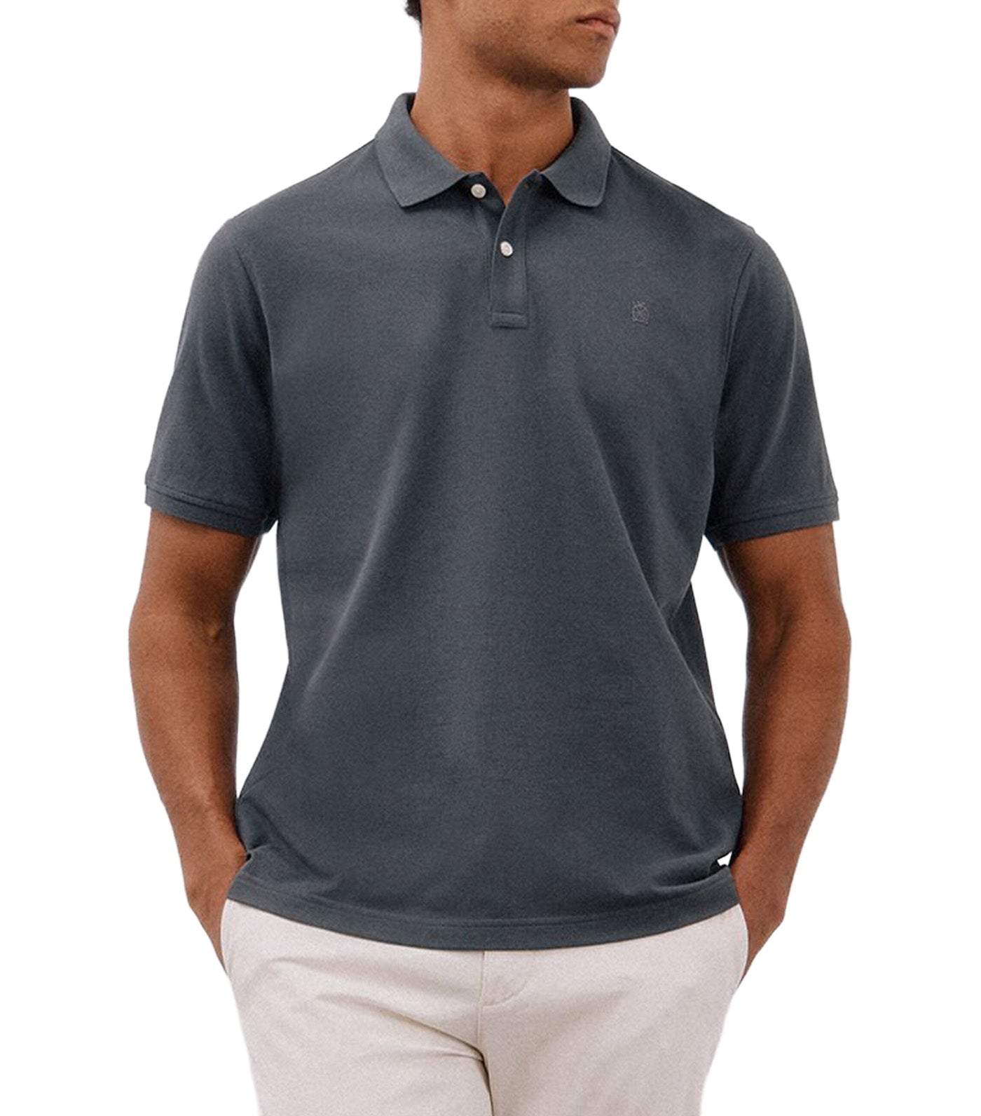 Cortefiel Basic Piqué Polo Shirt Dark Gray 