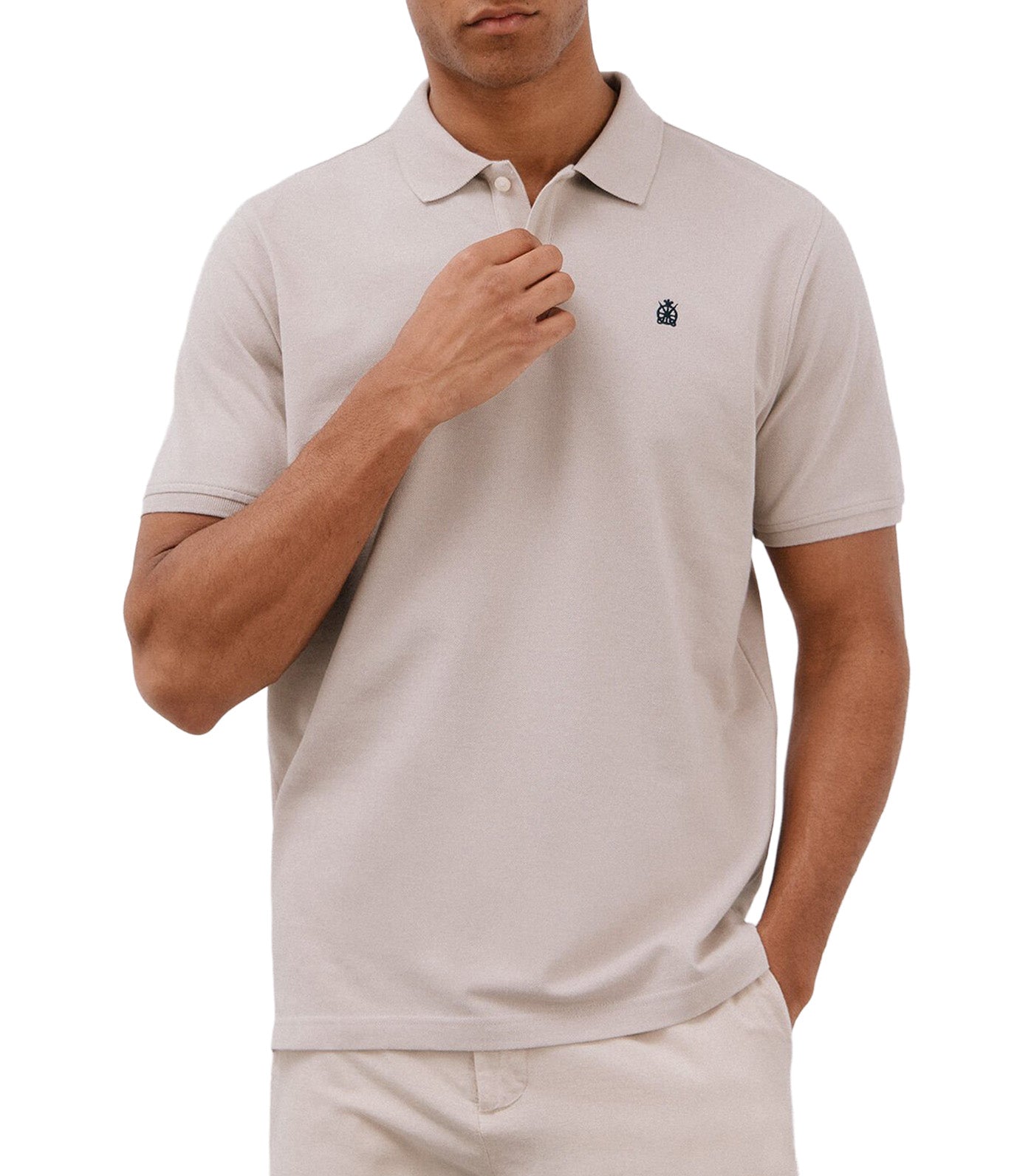 Cortefiel Basic Piqué Polo Shirt Beige