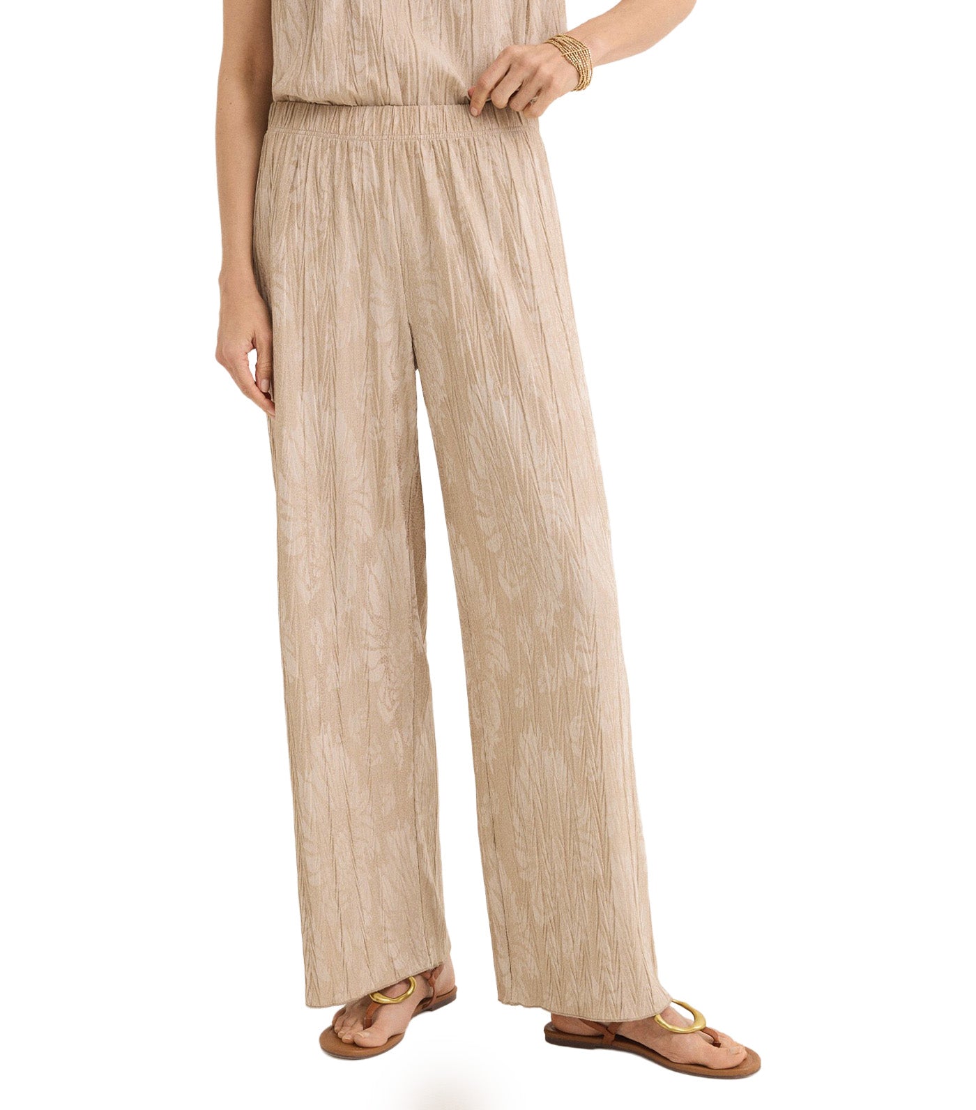 Cortefiel Jacquard Knit Trousers Sand