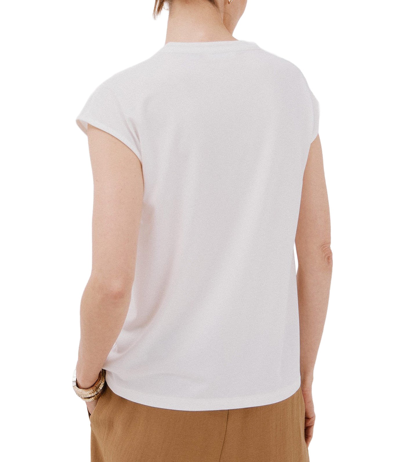 Cortefiel Basic Mandarin Collar T-Shirt White