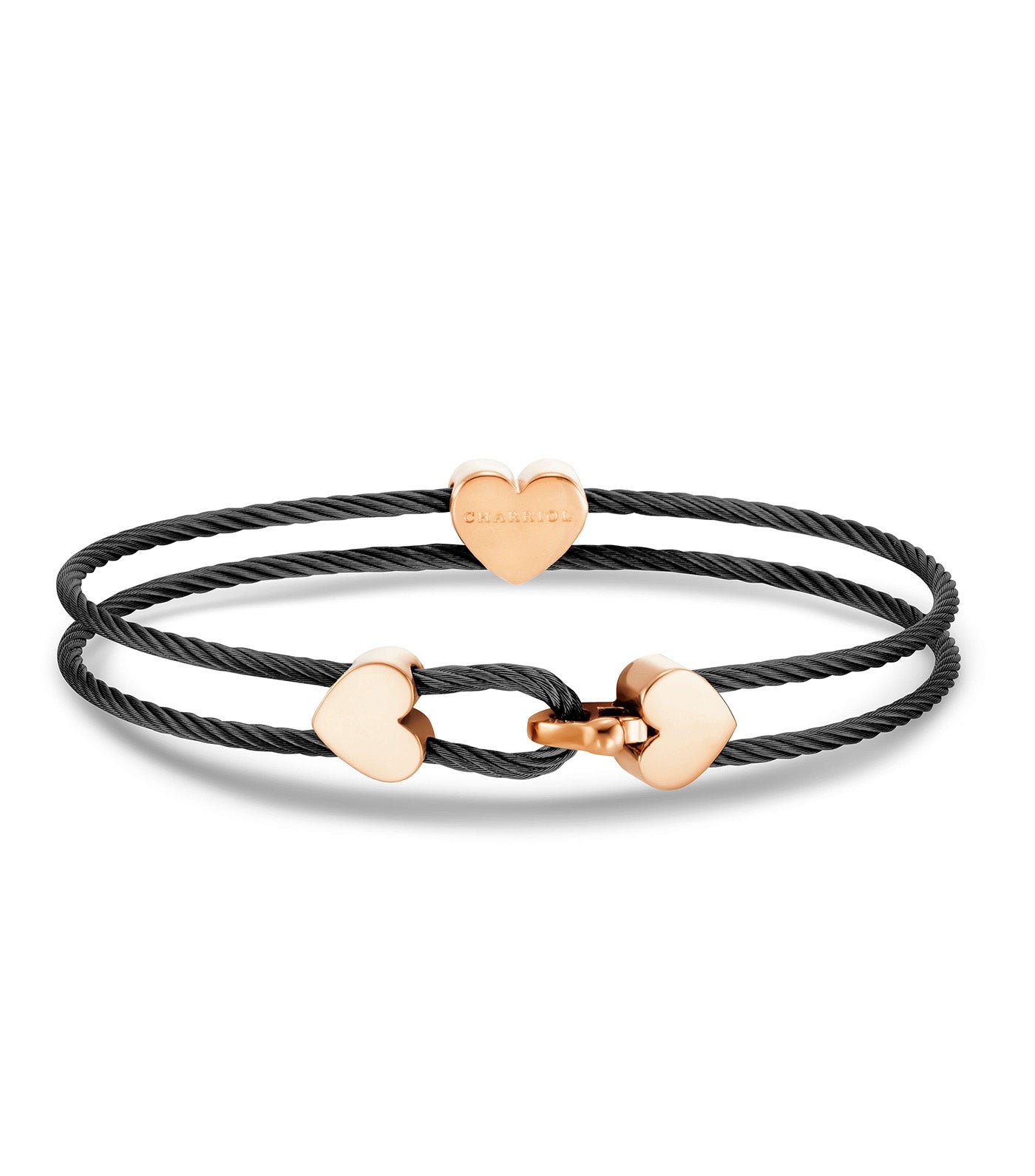 Coup de Foudre Heart Bangle Black and Rose Gold