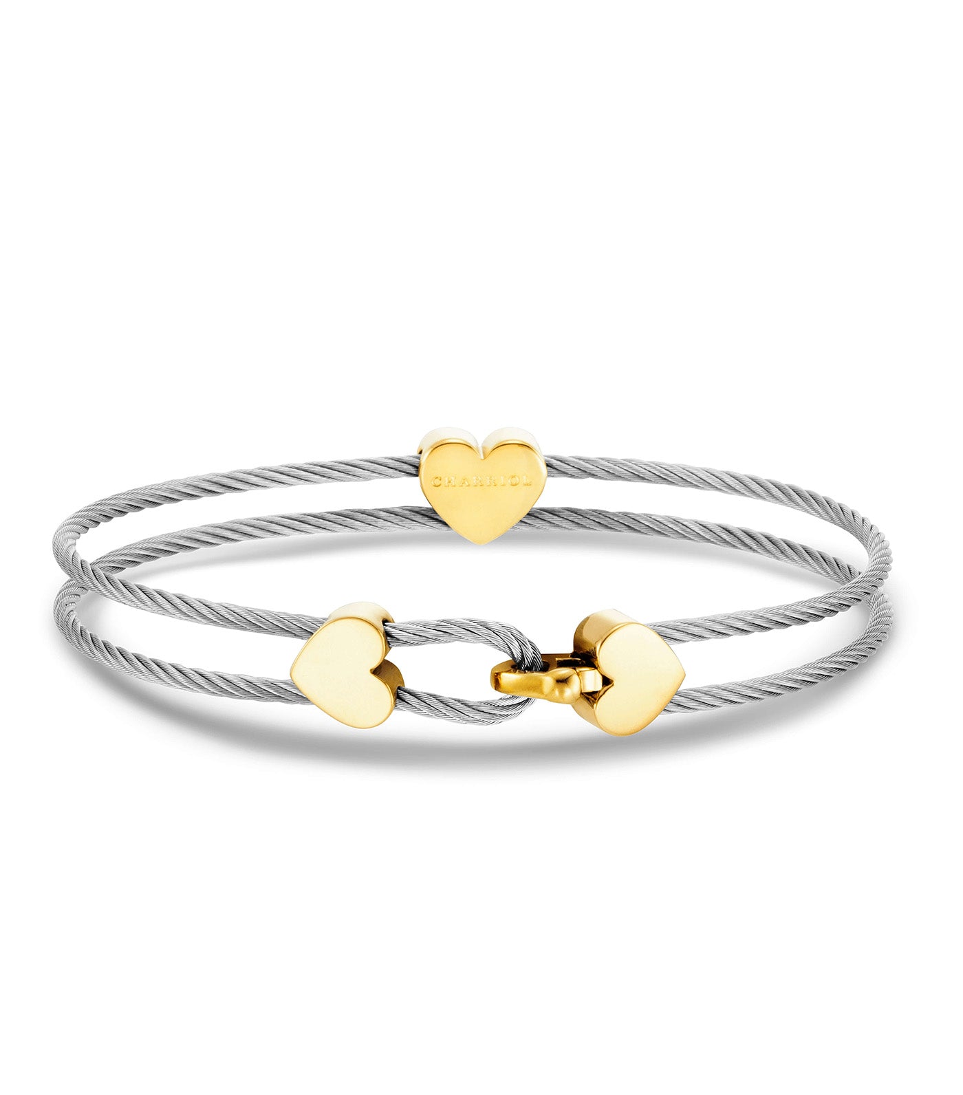 Coup de Foudre Heart Bangle Stainless Steel and Yellow Gold