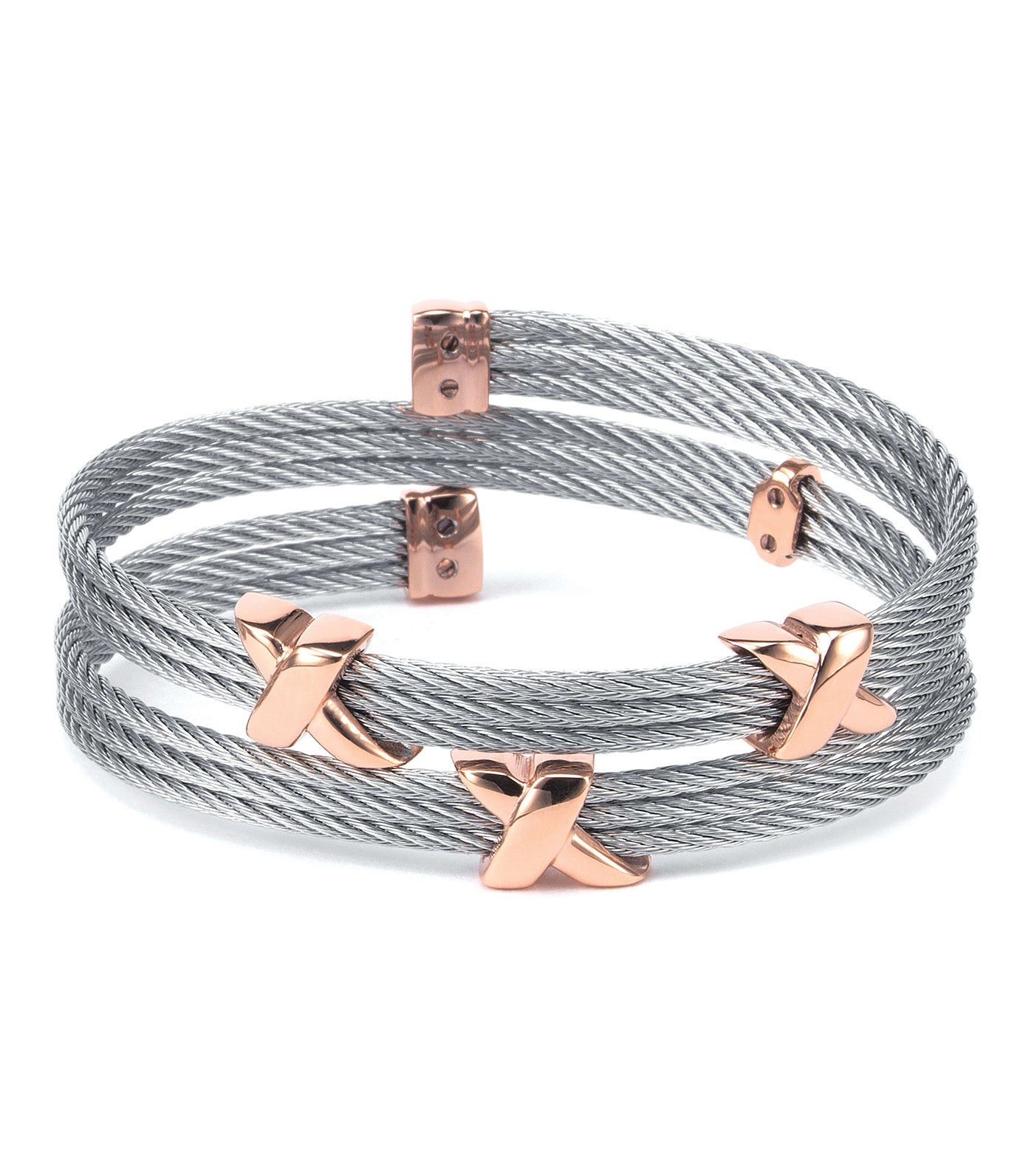Twist Bangle Stainless Steel and Rose Gold