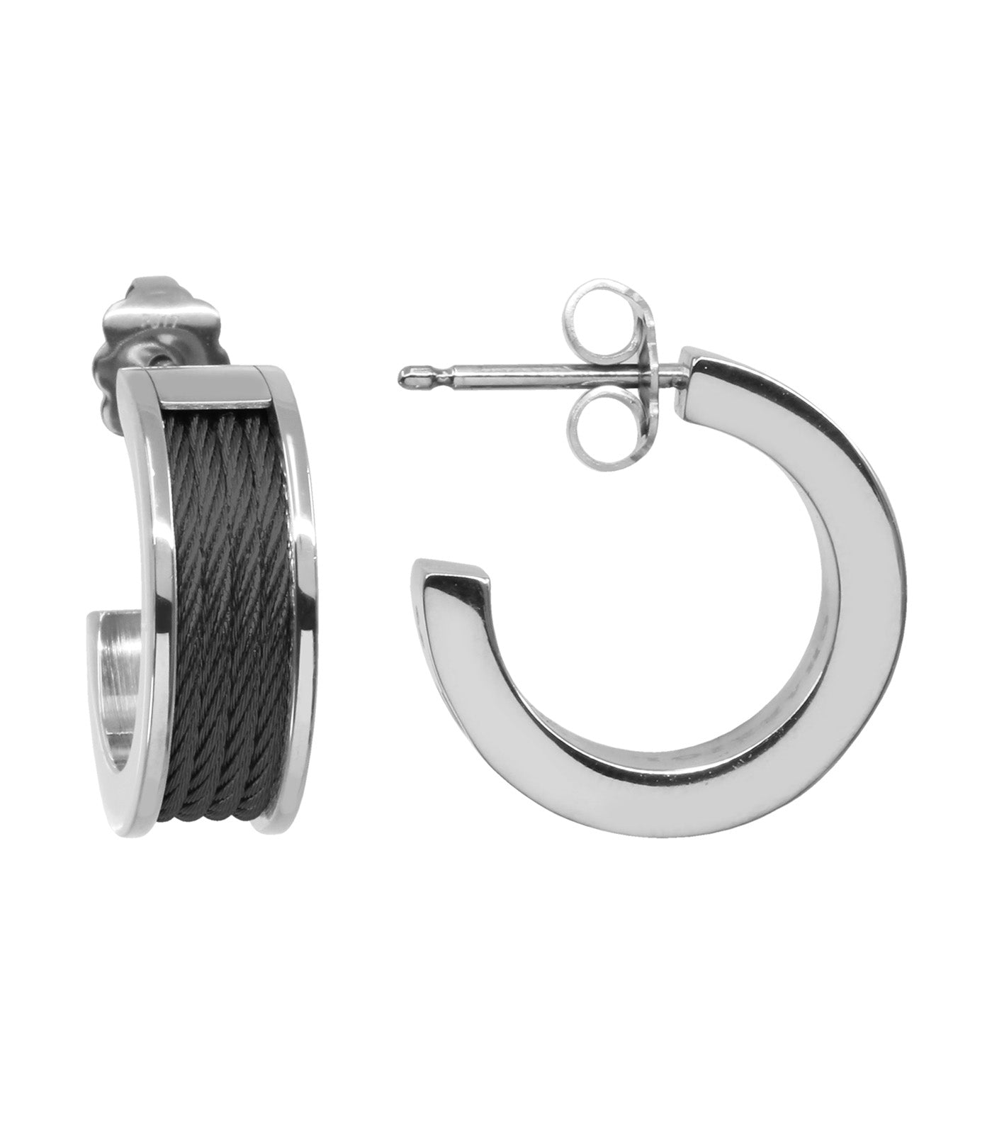 Forever Icon Earrings Black and Stainless Steel