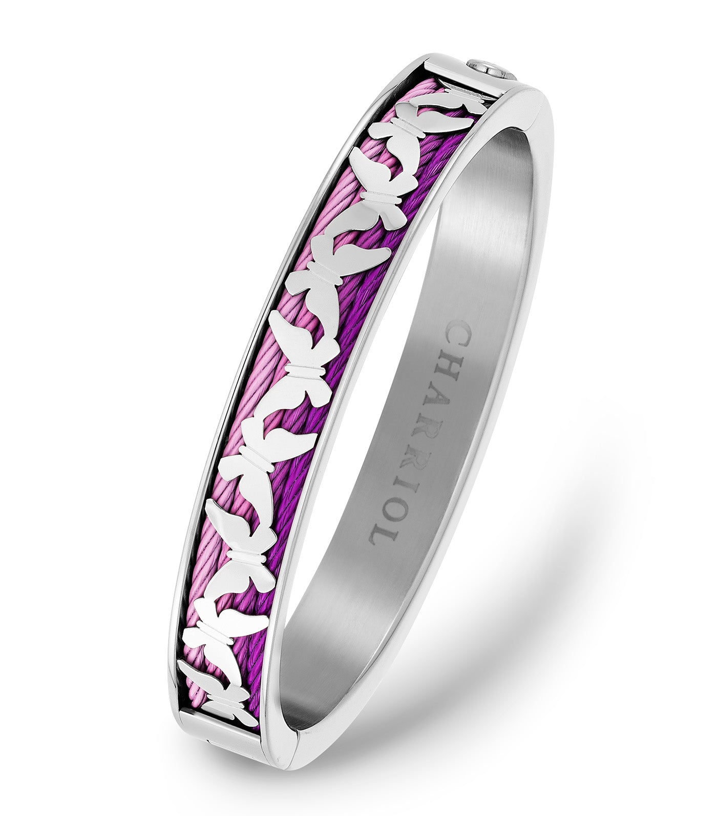 Charriol Forever Butterfly Bangle Silver and Purple L