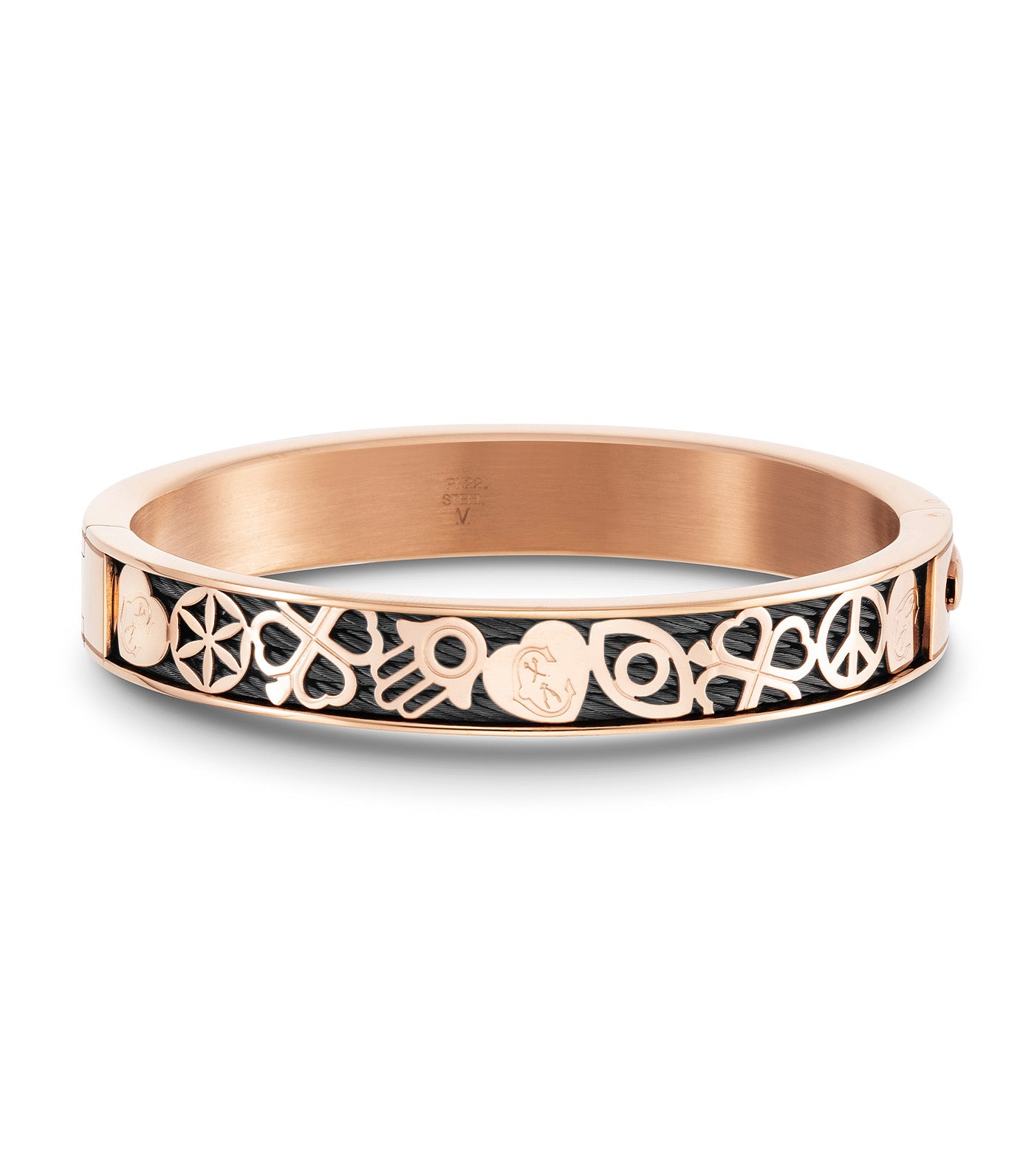 Charriol Forever Every Lucky Charm Bangle Rose Gold and Black S