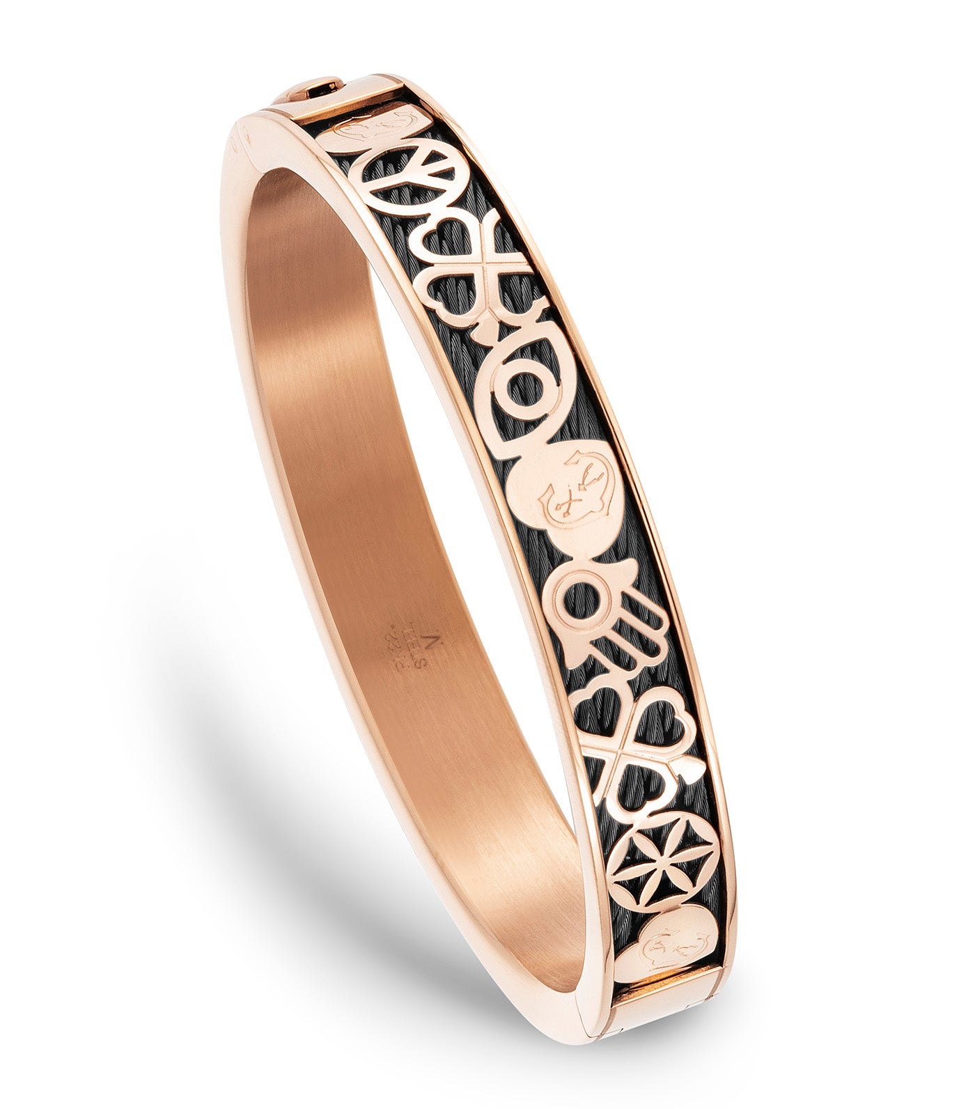 Charriol Forever Every Lucky Charm Bangle Rose Gold and Black S