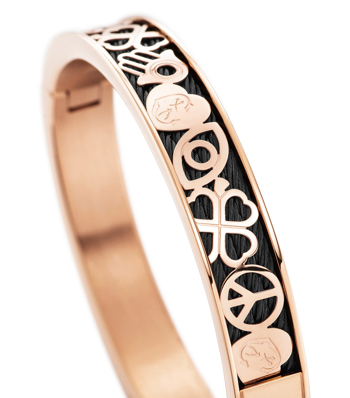 Charriol Forever Every Lucky Charm Bangle Rose Gold and Black S