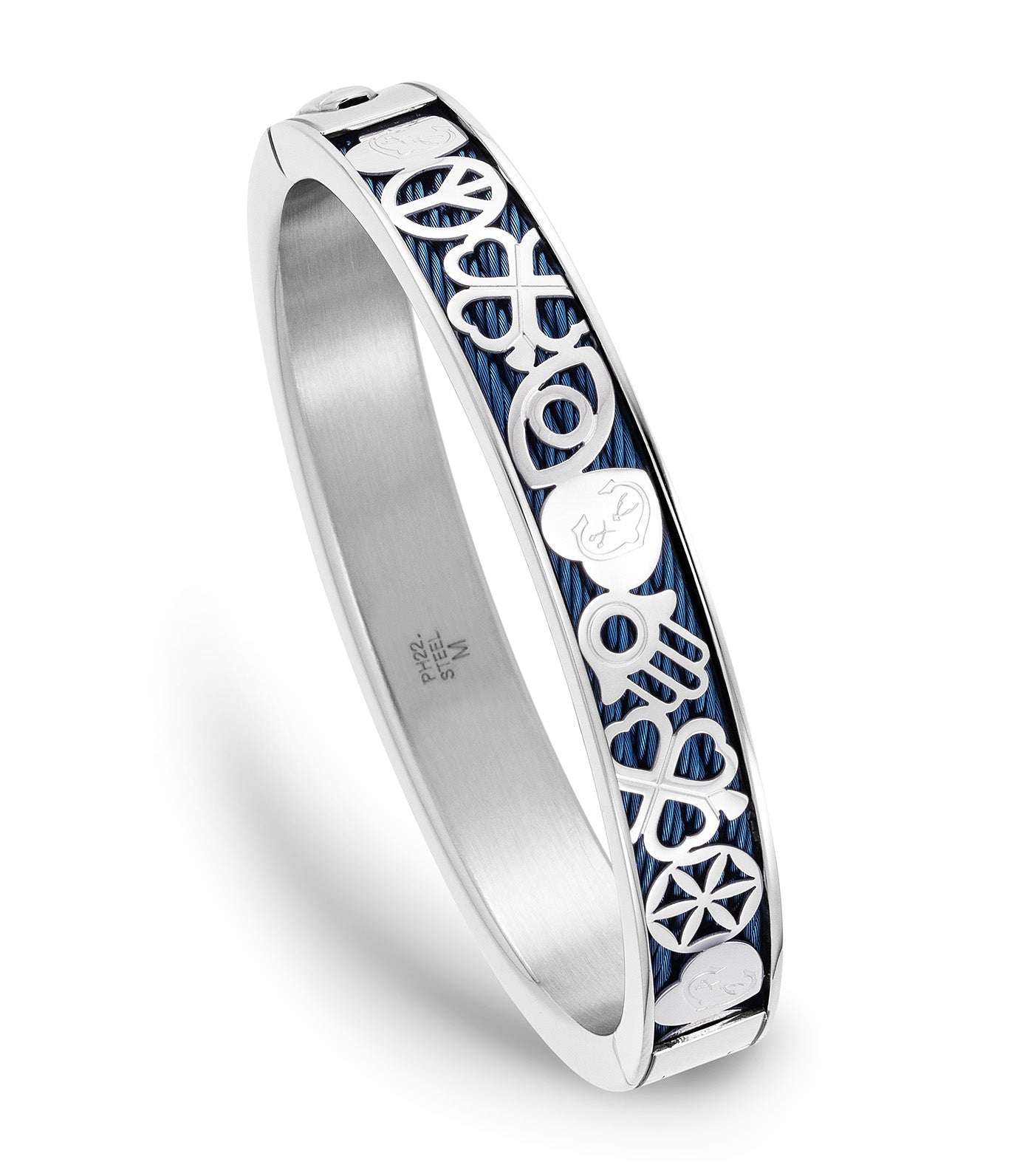 Charriol Forever Every Lucky Charm Bangle Silver and Blue L