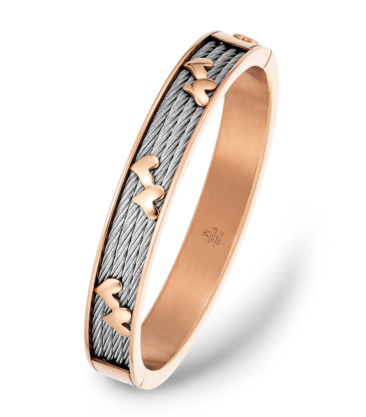 Forever Heart Bangle Rose Gold and Silver