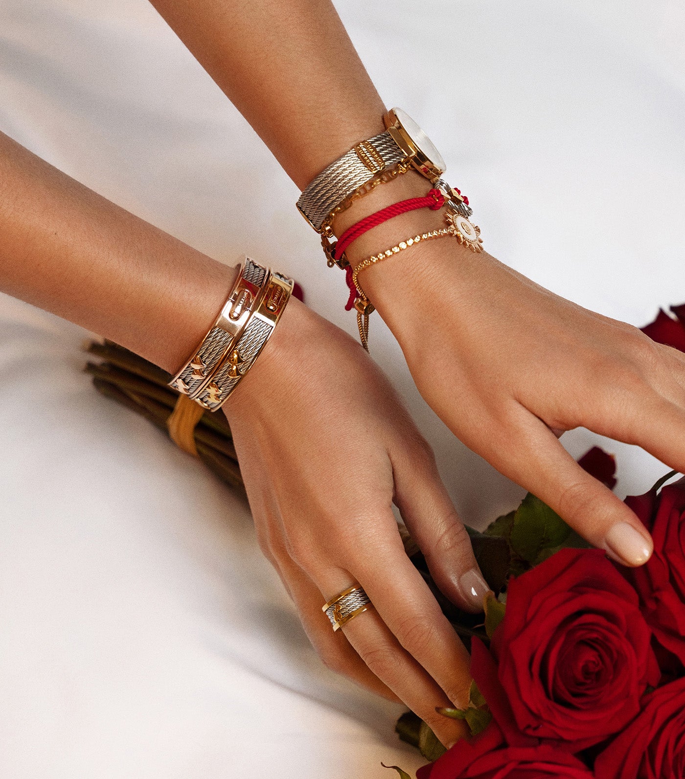 Forever Heart Bangle Rose Gold and Silver