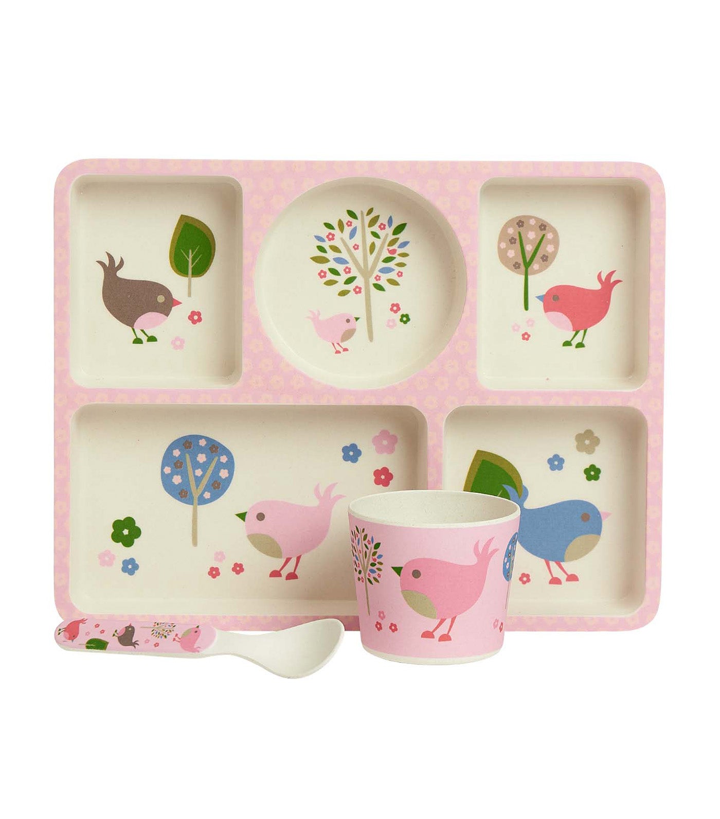 Bamboo Divided Plate Set - Chirpy Bird