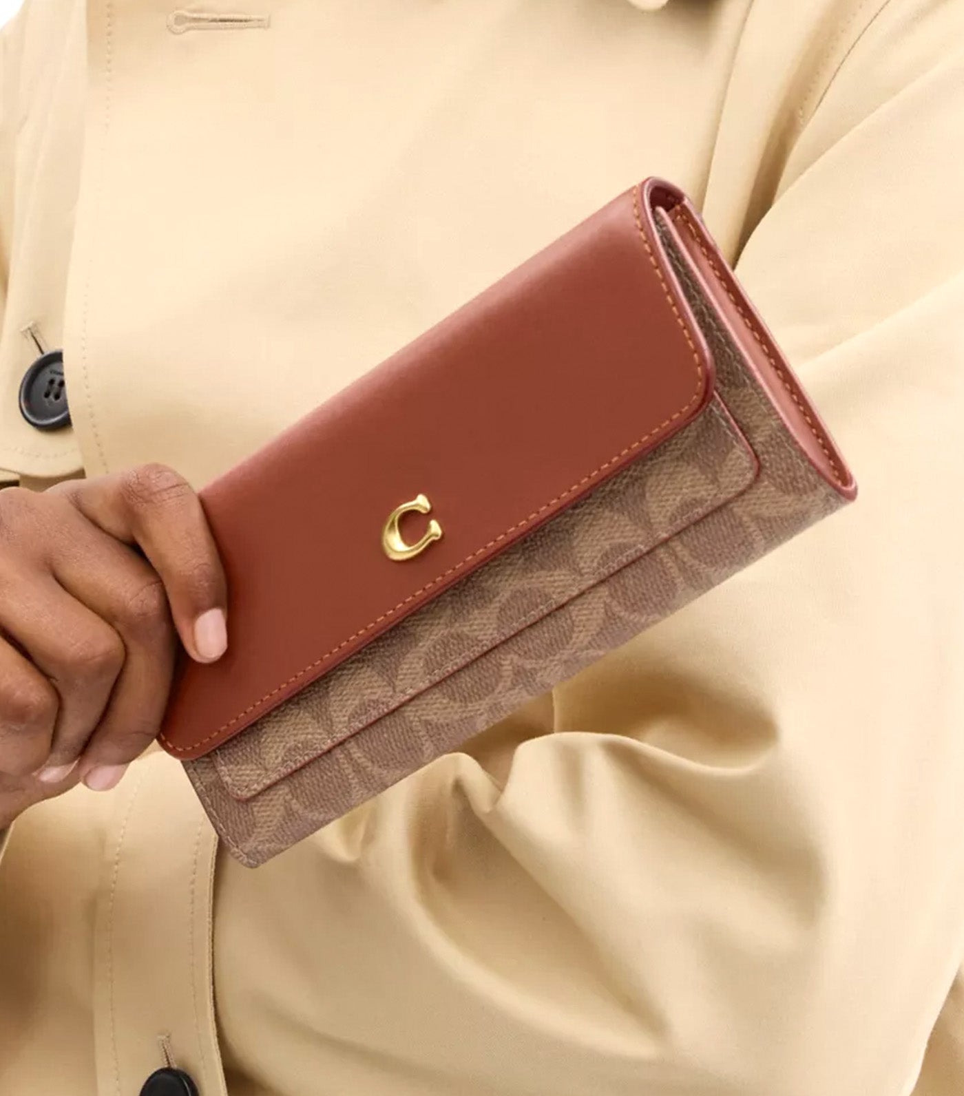 Mila Long Flap Wallet Tan Caramel