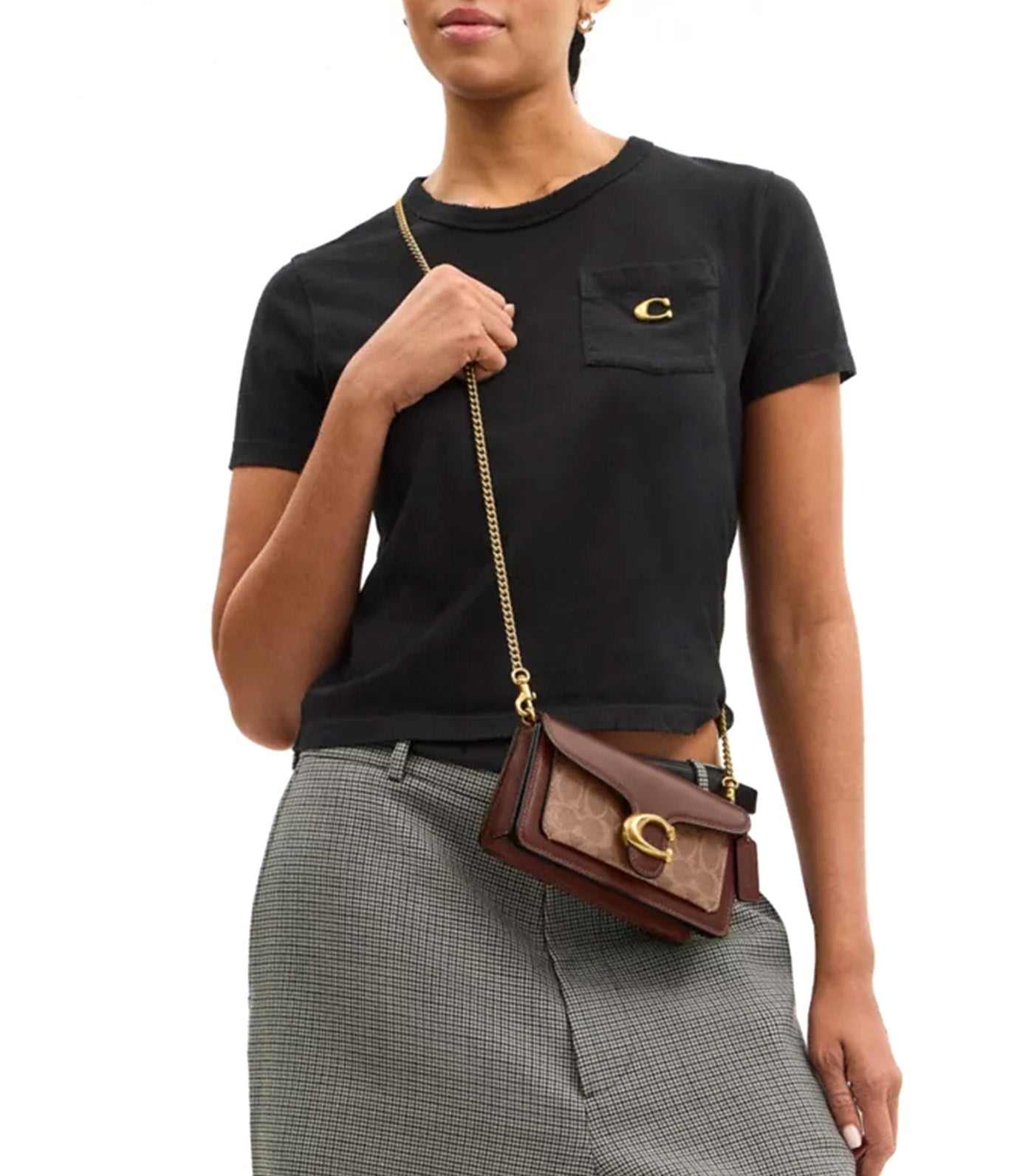 Tabby Chain Crossbody 19 Tan Brown