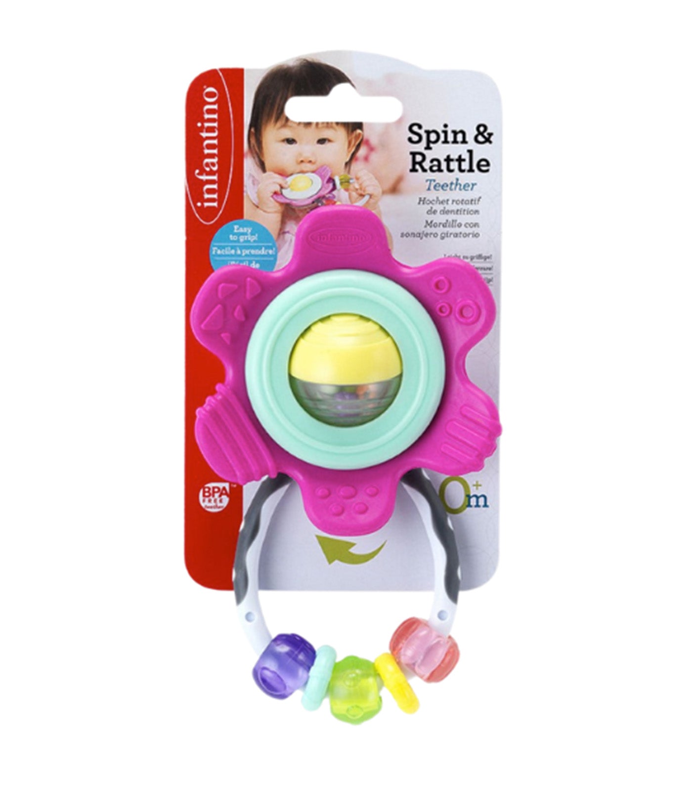 Spin & Rattle Teether Pink