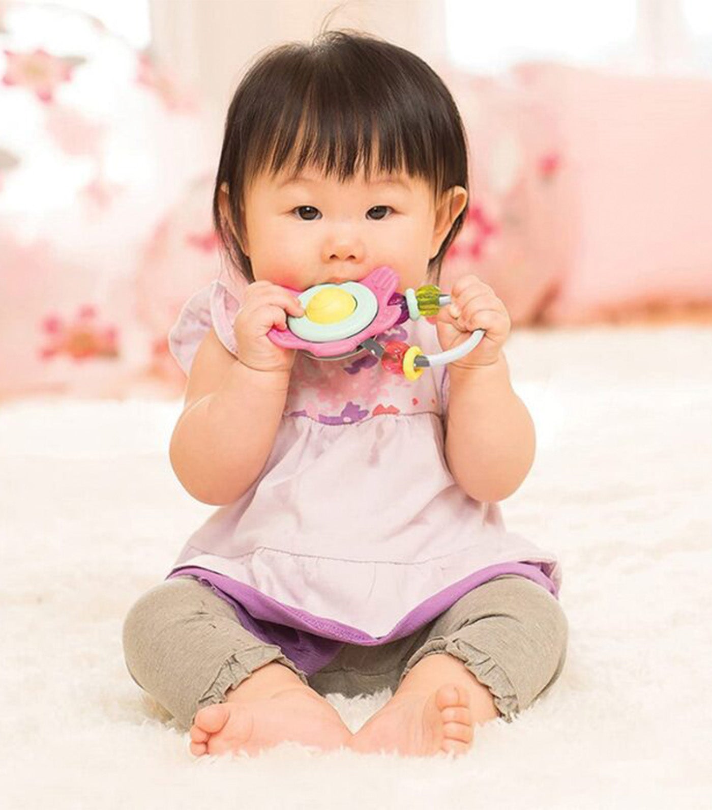 Spin & Rattle Teether Pink