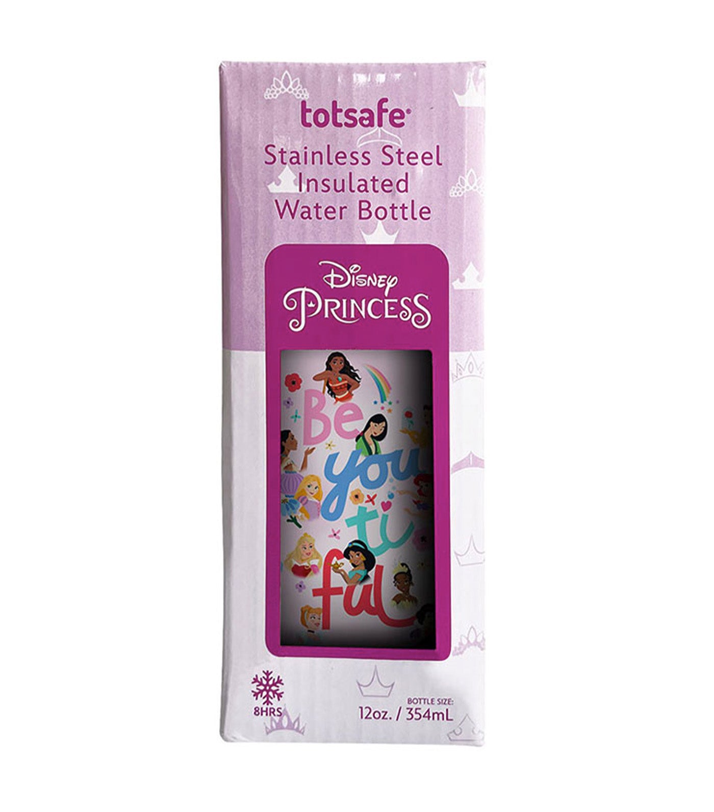 Totsafe Disney Kids Double Wall Stainless Steel Insulated Sippy Bottle 354ml - Princess More Than A Rainbow (BeYouTiFul)