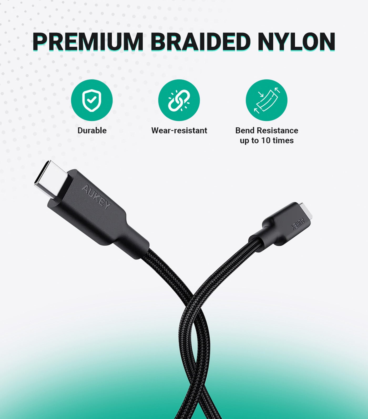 Circlet CC 60W Braided Nylon Cable 1M Black