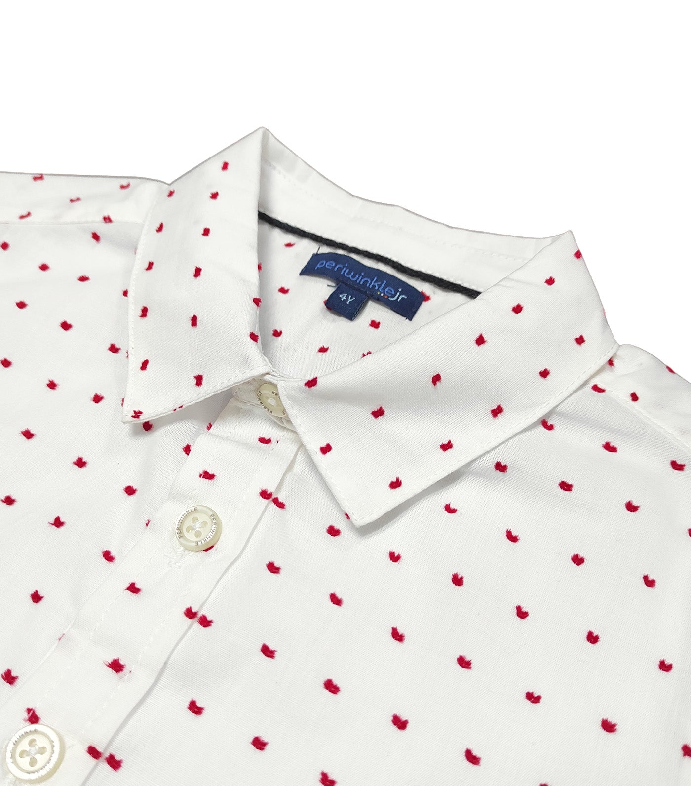 David Boys Swiss Dot Short Sleeve Buttoned-Down Shirt Red