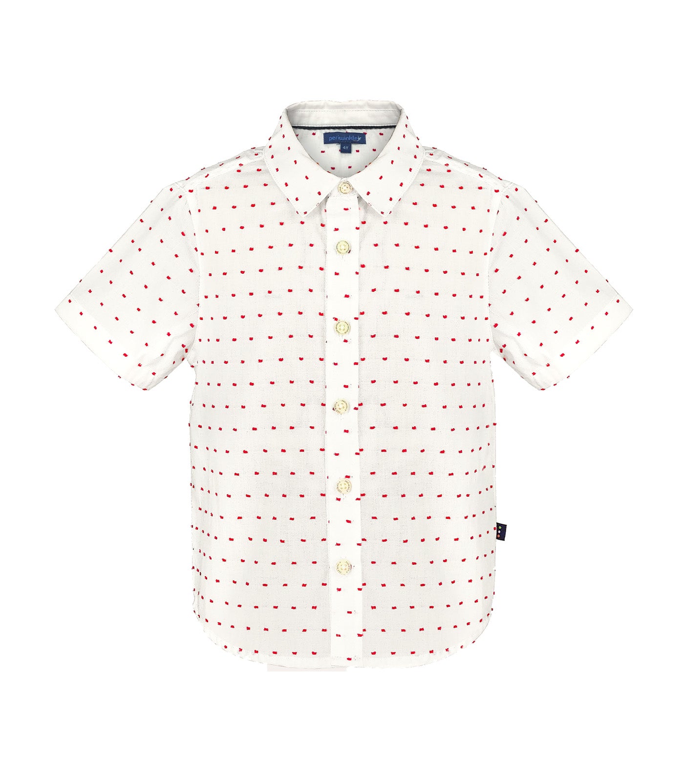 David Boys Swiss Dot Short Sleeve Buttoned-Down Shirt Red