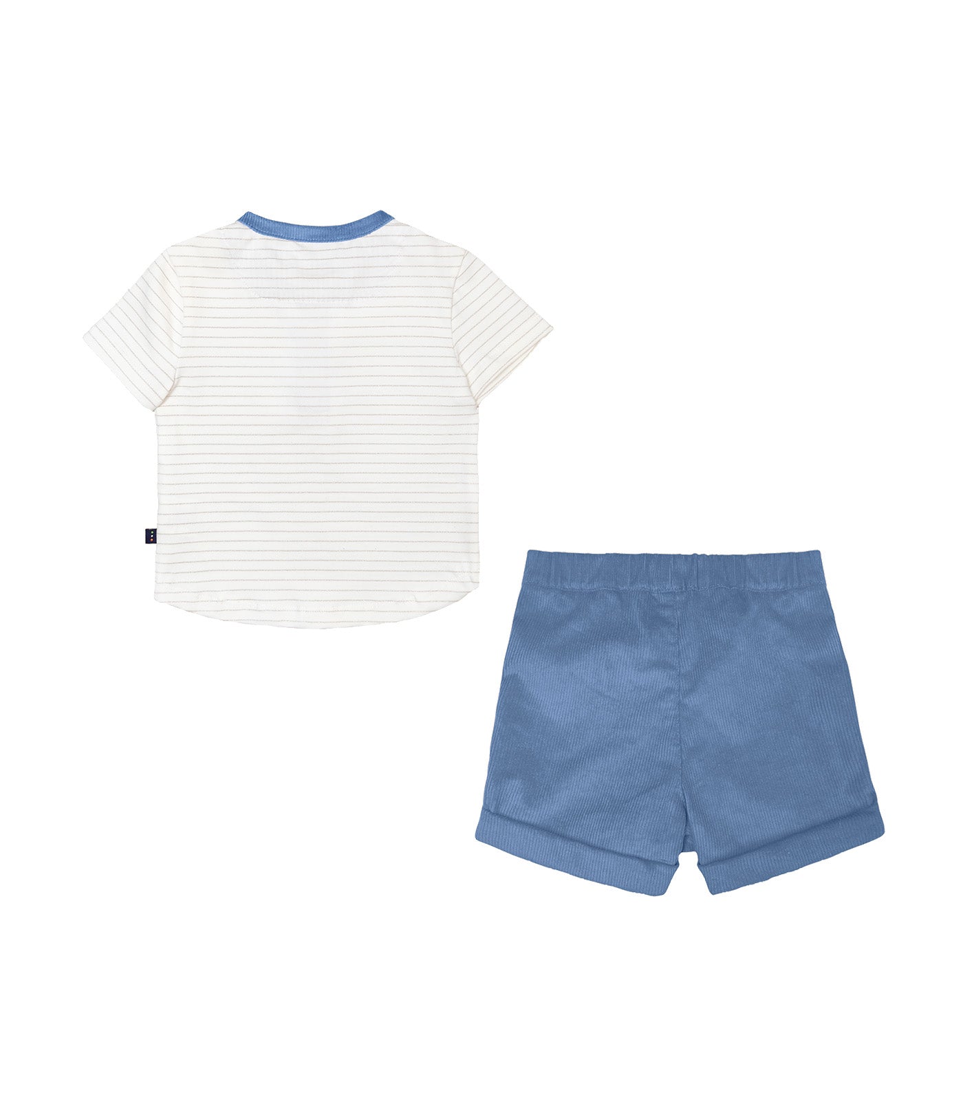 Isaac Baby Boy Top and Short Set Ivory/Blue